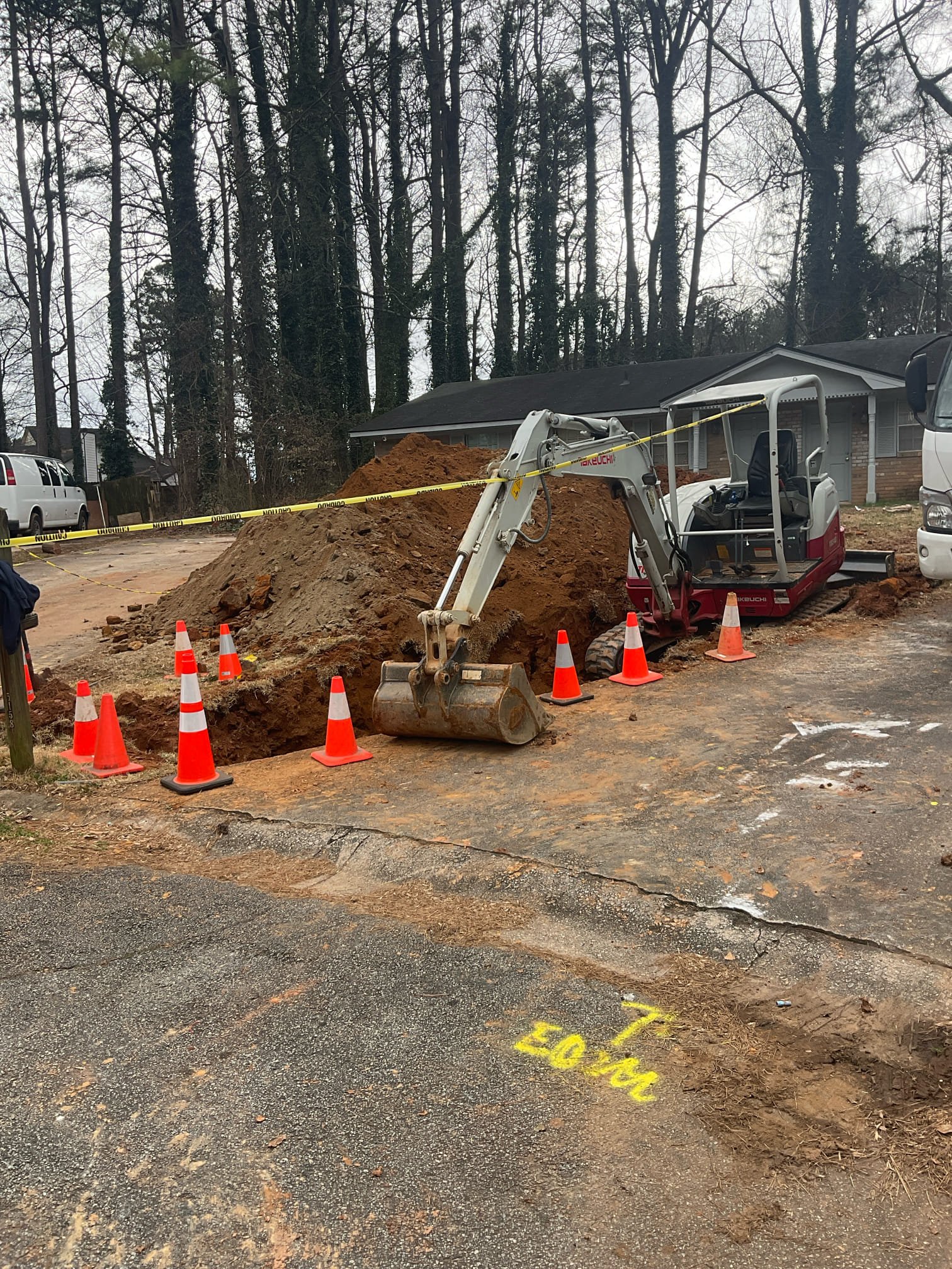 Septic to sewer conversion , open tank , pump out , crush and fill , installed approximately 100 feet 4” pvc sewer line from back of the home to the front sewer connection, two extra 4’ clean out installed. Grass seed and wheat straw the yard 