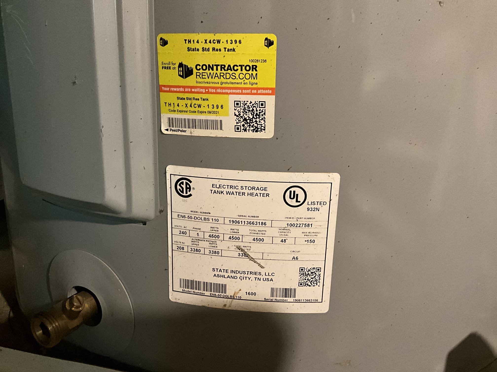 Call for leak outside house and water noise in floor.

Arrived and met with Matthew. He explained that they noticed water in the front yard near a drain pipe. He could also hear water running from inside the house.

Inspection revealed the leak to be from a temperature and pressure relief valve serving one of three water heaters. The noise was from the water going through the pipes. Pressure reading was read at 150psi. True read couldn’t be taken as pressure exceeded T&P relief pressure. Prv was from 2014. It was not a high pressure PRV. One of two thermal expansion tanks had a bladder rupture and was waterlogged. Copper pipes throughout home. 

Discussed findings and concerns with Matthew. 

Today, we installed a high pressure and regular pressure regulating valve in series per protocol for pressures exceeding 130psi. We also replaced the shut off valve with a ball valve as a courtesy.

Replaced one thermal expansion tank, and mounted both to dedicated brackets to support the weight.
