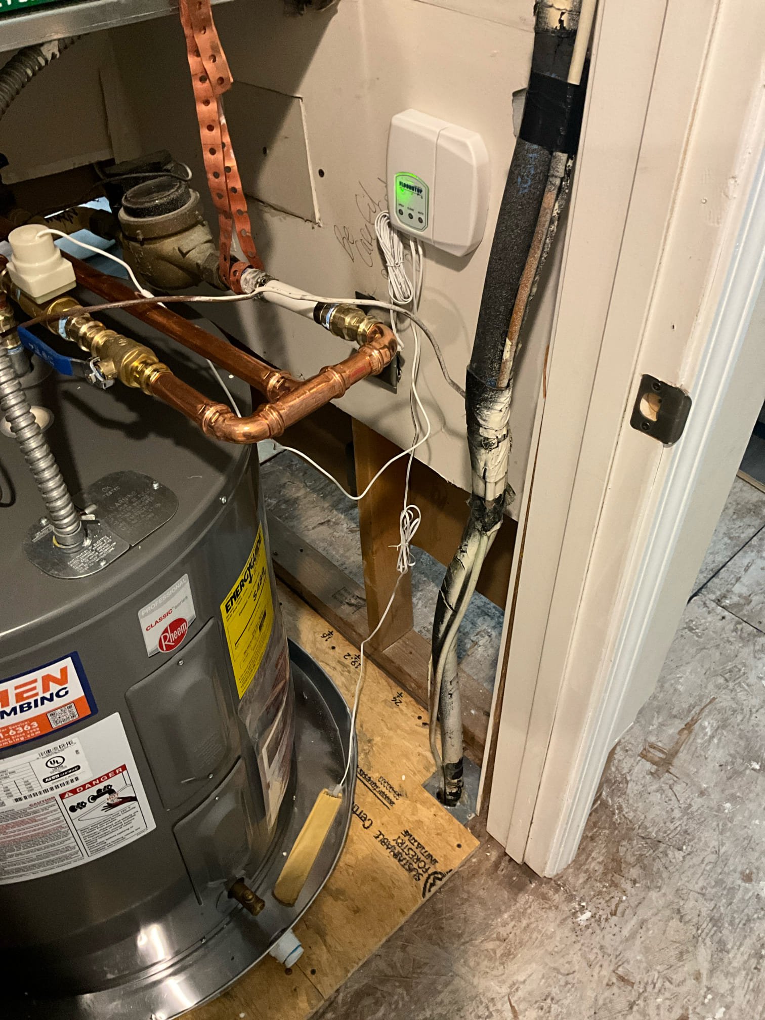 Returned and installed the new 50 electric lowboy with new floodstop, thermal expansion valve and pan. Tested all work to ensure proper function and no leaks. None were found.
