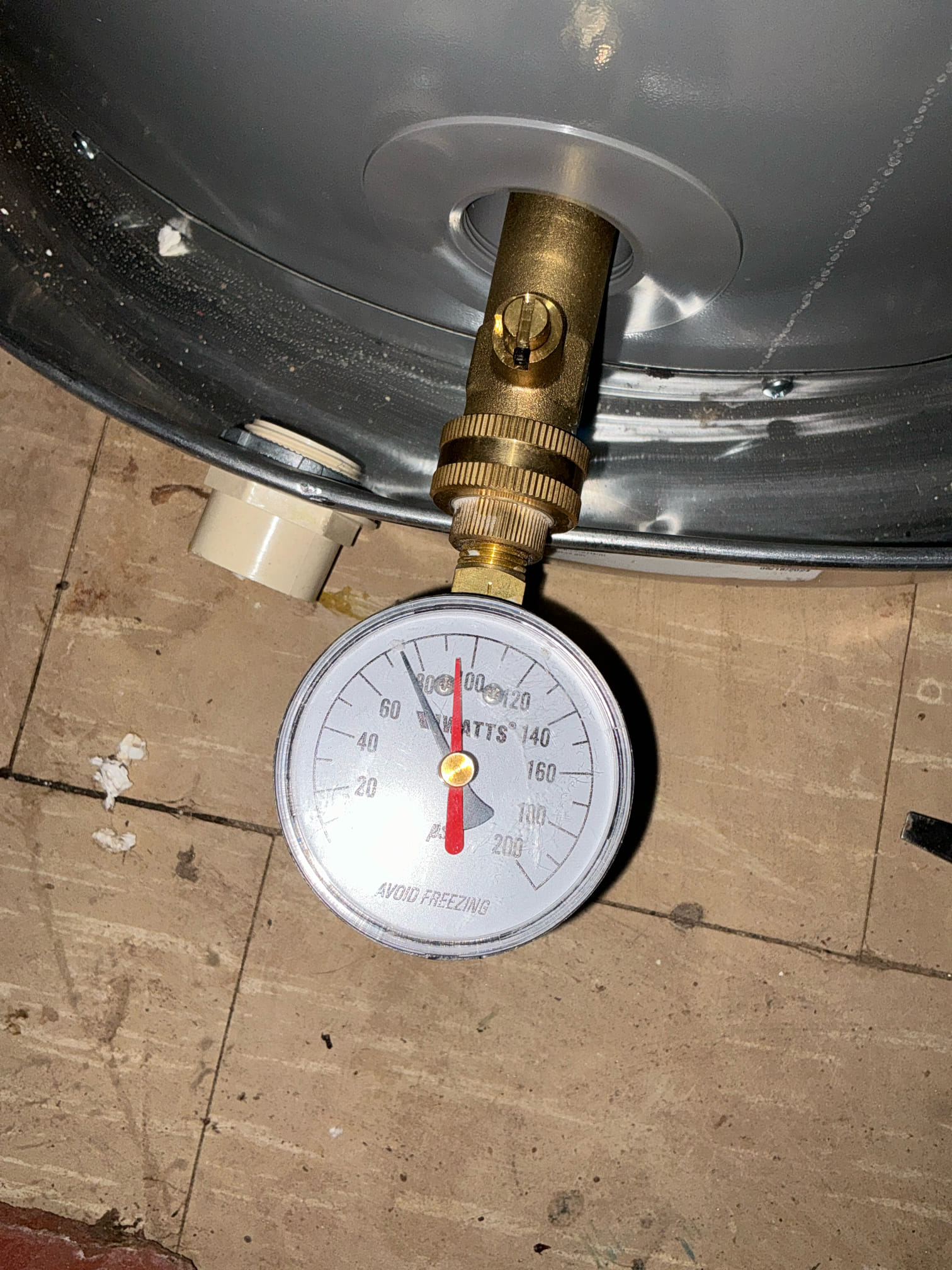 Inspected house plumbing. Water pressure is 75 psi Prv was replaced and turned up to max pressure. Customer wants to keep a check on pressure instead of replacing Prv and gate valve at this time. No other issues at this time. Flush 50 gallon water here at time of inspection.