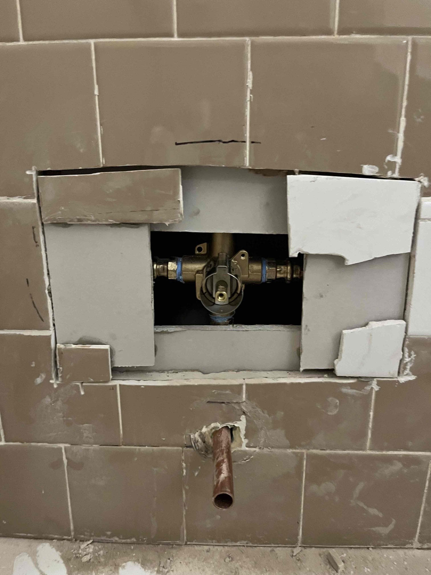 Customer had a three handle shower valve that was stopped and not working correctly. Checked customers house pressure at the unsafe range of 120 psi. Recommended replacing the shower valve with a single handle shower valve and correcting the house pressure. Performed recommended work for both and did a bonnet swap for front hose bib. Also recommended replacing 11 year old water heater but customer declined work at this time. Made customer aware that any drywall or tile that was cut was customers responsibility for repair. Tested all work to ensure proper function and no leaks, none were found. 