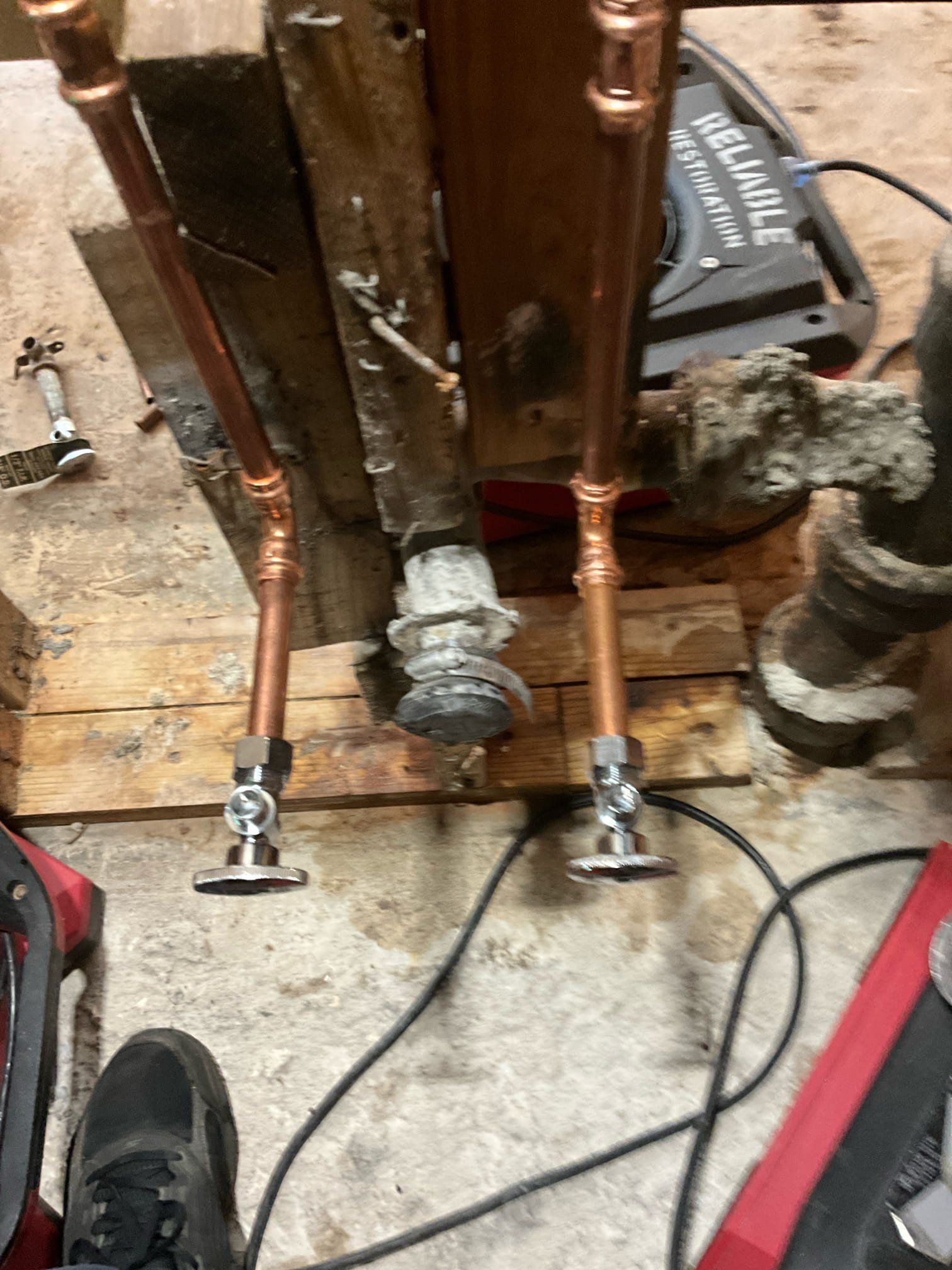 Call for leak, called in by reliable restoration.

Reliable portion: Leak on cast iron 4 inch sewer line. I cut the leaking section of sewer line out and replaced with a pvc section. Sewer line in very poor condition.

Met with Mrs. Buckler regarding the project, history of the issue, and reasons for the calls.

We have have been out multiple times this year regarding sewer backups. Reliable restoration had to perform asbestos remediation  throughout basement. I conducted n inspection to consolidate notes and options for this property.

During inspection I found a main shut off gate valve actively dripping. The pressure regulating valve is from the 1990’s. The thermal expansion tank at the water heater has failed. Additionally, in basement bathroom a leak was present on the hot side before the shut off valve. Right side was also galvanized iron pipe. 

I discussed additional findings and concerns. We are disptchin*the original technician that did the camera inspection and locating to c