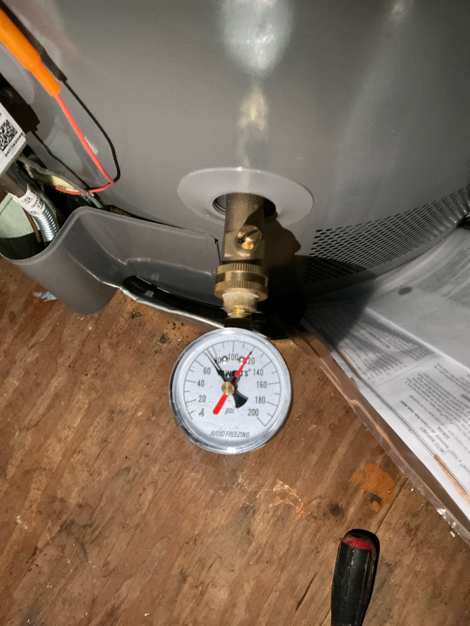 Performed win with Chen annual plumbing inspection. Upon inspection found no issues. Water heater is from 2025 and pressure is around 70 psi. Could not locate main shut off valve and pressure regulator suspect it is covered up in basement wall. Also left estimate to rebuild upstairs master bathroom toilet with new internal parts. Also advised customer once ready to replace pressure regulator we could add access panel and replace pressure regulator.