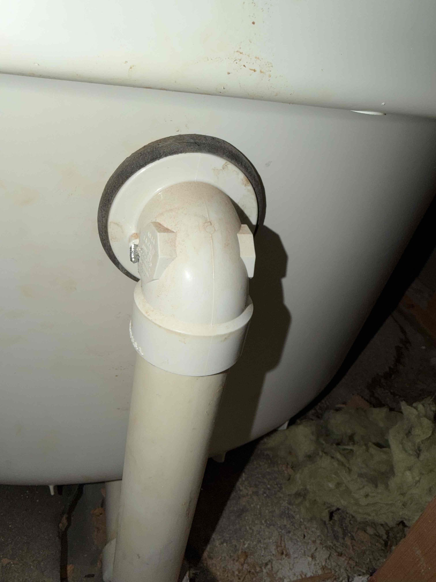In laundry room cut Sheetrock to access tub waste and overflow. Replace with new piping and gaskets. Chen plumbing isn’t responsible for Sheetrock repairs.

Customer stated that overflow screws rusted and broke off. Found that both screws rusted and got stuck in overflow plate. Recommended to customer to have was an overflow replaced and customer agreed. Cut sheet rock behind tub to access piping. Went ahead and cut out old overflow and installed new one and new pipe. Replaced waste flange, seal, and plumbers putty but wasn’t able to replace pipe given access. Went ahead and tested all work and no leaks were present at this time. Cleaned up work area.