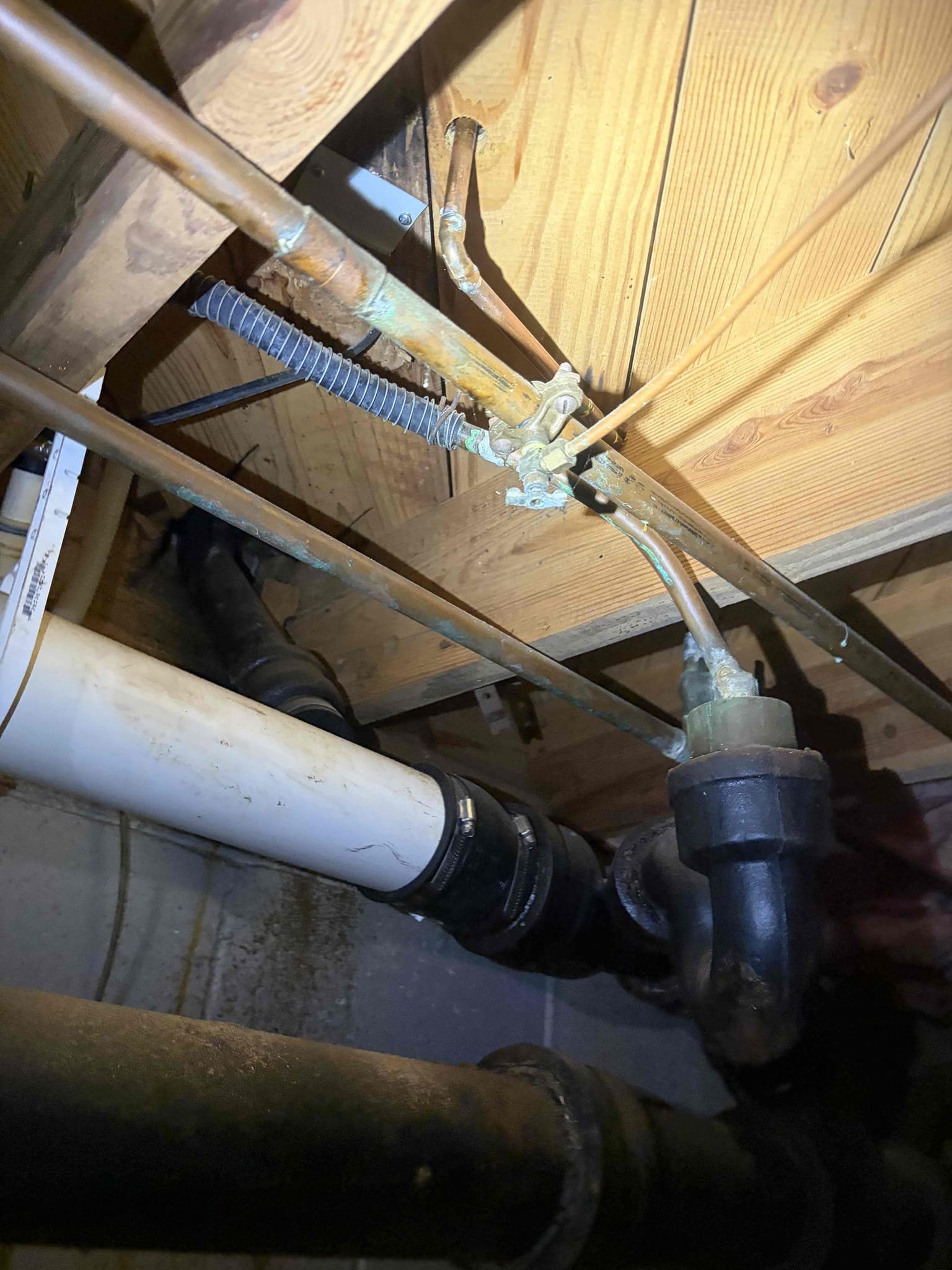 Job I installed a new quarter shut off valve for the icemaker waterline. Customer decided to run the waterline underneath through the trusses rather than install installing an icemaker waterline box. What we have removed was a quarter inch copper waterline with a saddle valve and installed a new quarter turn an angle stop additionally we ran that waterline about 8 feet From where I had to tie in from the copper. I did a three-quarter by half tee, and converted the copper to Pex. I drilled a 3/8 hole in the floor where the pre-existing quarter inch copper waterline was dropped it down and zip tied the slack for the hose in the wall cabinet once installed there are no leaks and the customer is all set for Lowe’s to come and install their refrigerator. Shut off valve is off at time of service.  Turn off water at the ball valve in the home and turned it back on. 
