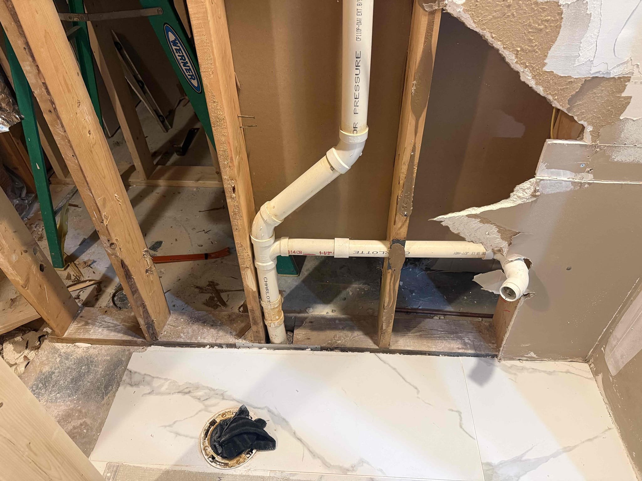 Gave customer estimate to relocate bathroom group of sewer lines, busting concrete up and pouring the concrete to a rough grade. 
