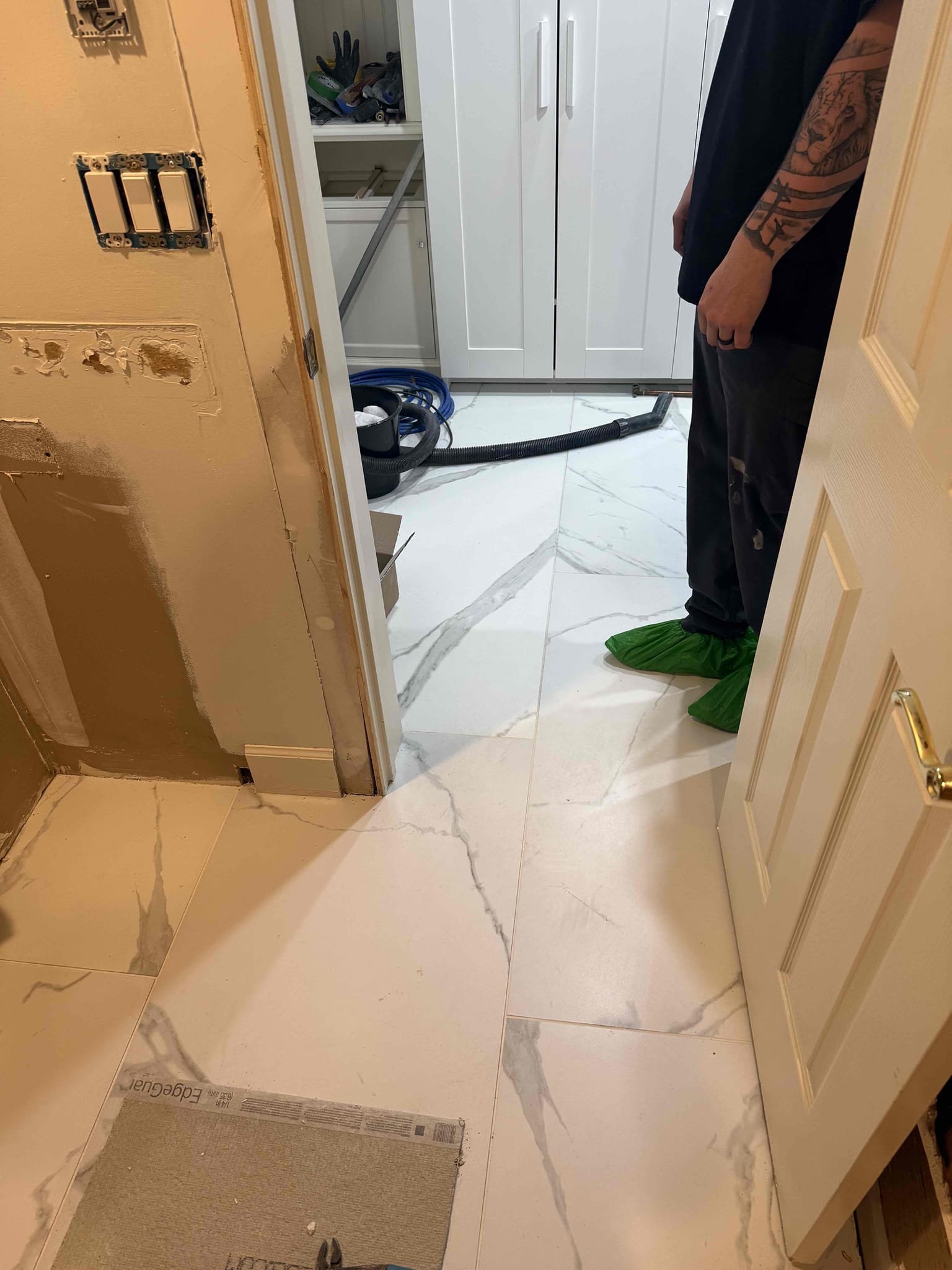 Gave customer estimate to relocate bathroom group of sewer lines, busting concrete up and pouring the concrete to a rough grade. 