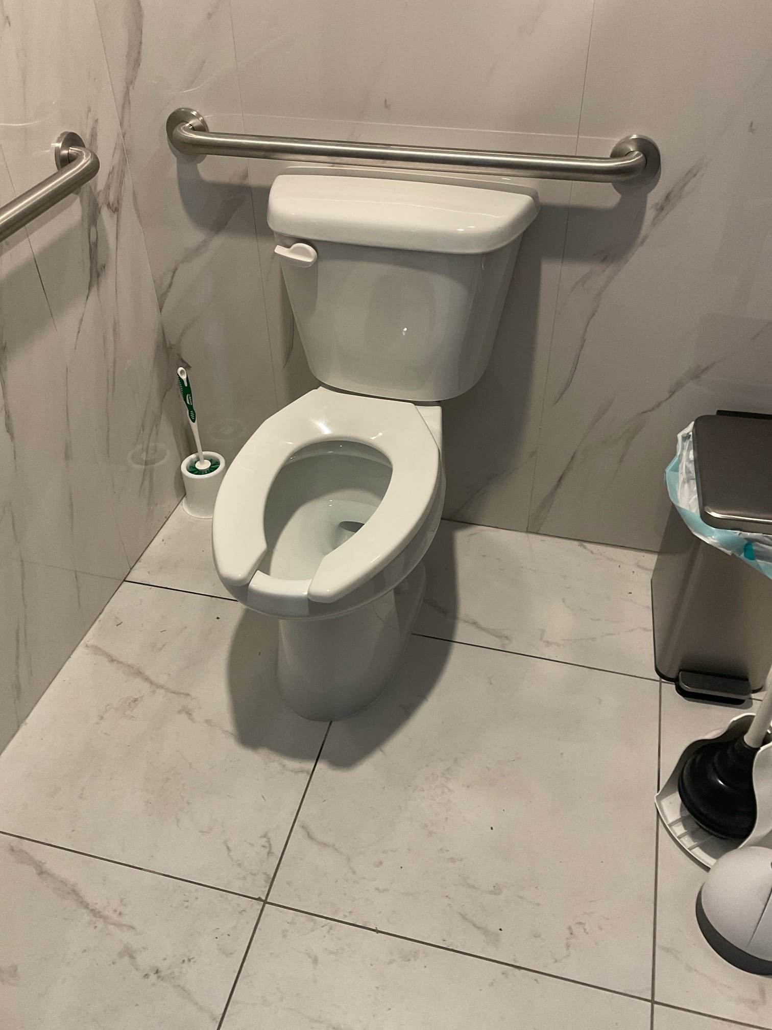 Problem with a power flask toilet , not flushing because of bad Sloan flushmate system , discussed with customer, agreed just replaced with a western elongated ADA toilet today so bathroom will be functioning without needing waiting to Monday for expansive repair . 
