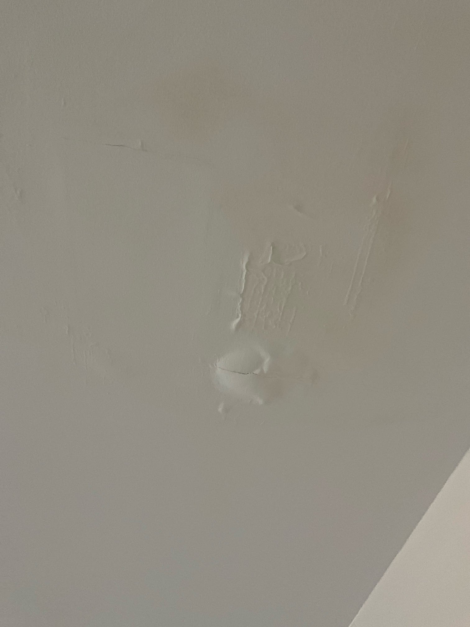 Customer has a wet spot on ceiling in basement bedroom. Customer wanted to know the source of the leak. Informed customer that without cutting the exact source cannot be determined. Customer preferred to know if it was wet or dry before cutting to see if the ceiling can just be repaired or not first. Didn’t charge the customer a dispatch fee since work couldn’t reasonably be done. Recommended Provision to put moisture detection equipment on the ceiling before cutting. Water pressure couldn’t be checked because customer had shut water off at the house. 