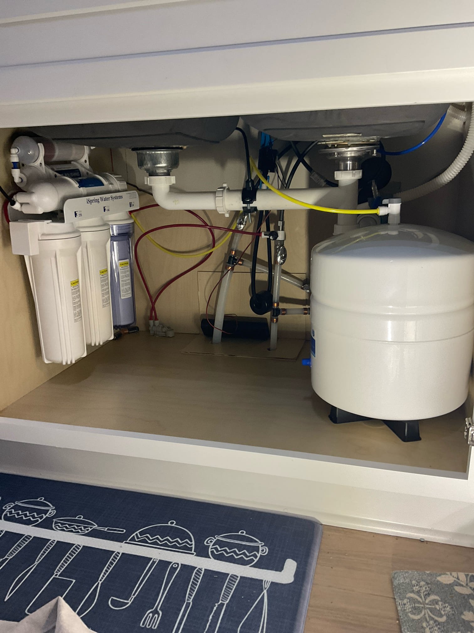Installed customer supplied RO under counter water filter system 