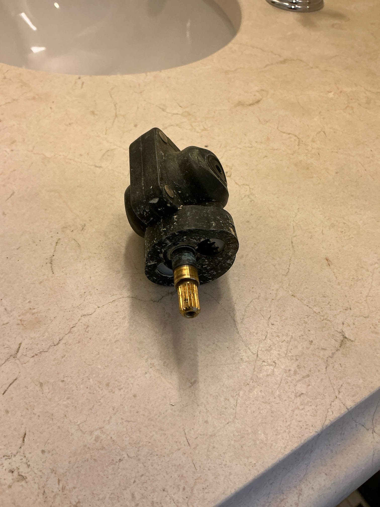 Customer ordered parts for shower and returned to install. Water was shut off at shower from built in stop valves. Installed newport brass cartridge provided by customer with new o ring. Assembled shower fixture and tested for proper operation. Shower is working properly and no leaks after work completed. Also checked other bath and shower fixtures. Cleaned work area