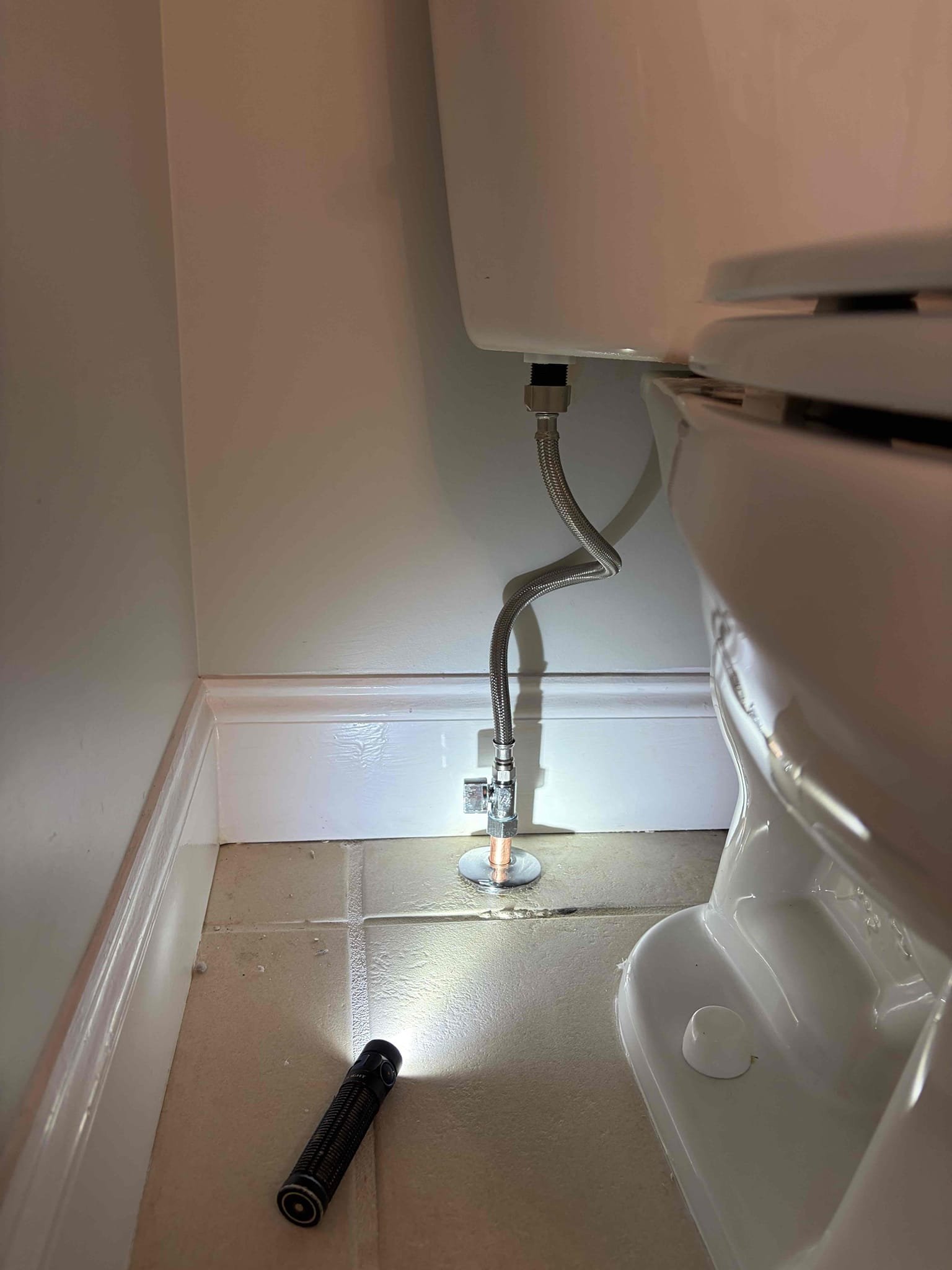 Pull toilet and snake the branch line upstairs 

For this customer, they had another plumbing company come out and improperly diagnosed the issue with the toilet so I took a look at what they had going on and the issue with the toilet is that it was backed up through the branch line so therefore I recommended to pull the toilet and snake the toilet. The customer said that the previous plumbing contractor had replaced just to fill valve And potentially the angle stop however, the angle stop was not replaced. The water would not turn off at the supply line when I needed to pull the toilet so therefore, I recommend it to the customer as a safety measure. we should turn off the water supply to the home and replace the shut off valve so that is exactly what we did install a new quarter turn shut off valve With a new discussion and supply line once installed there are no leaks from that we head and cable and snake the drain line cleaned out the pipe and I heard all the water go down the pipe