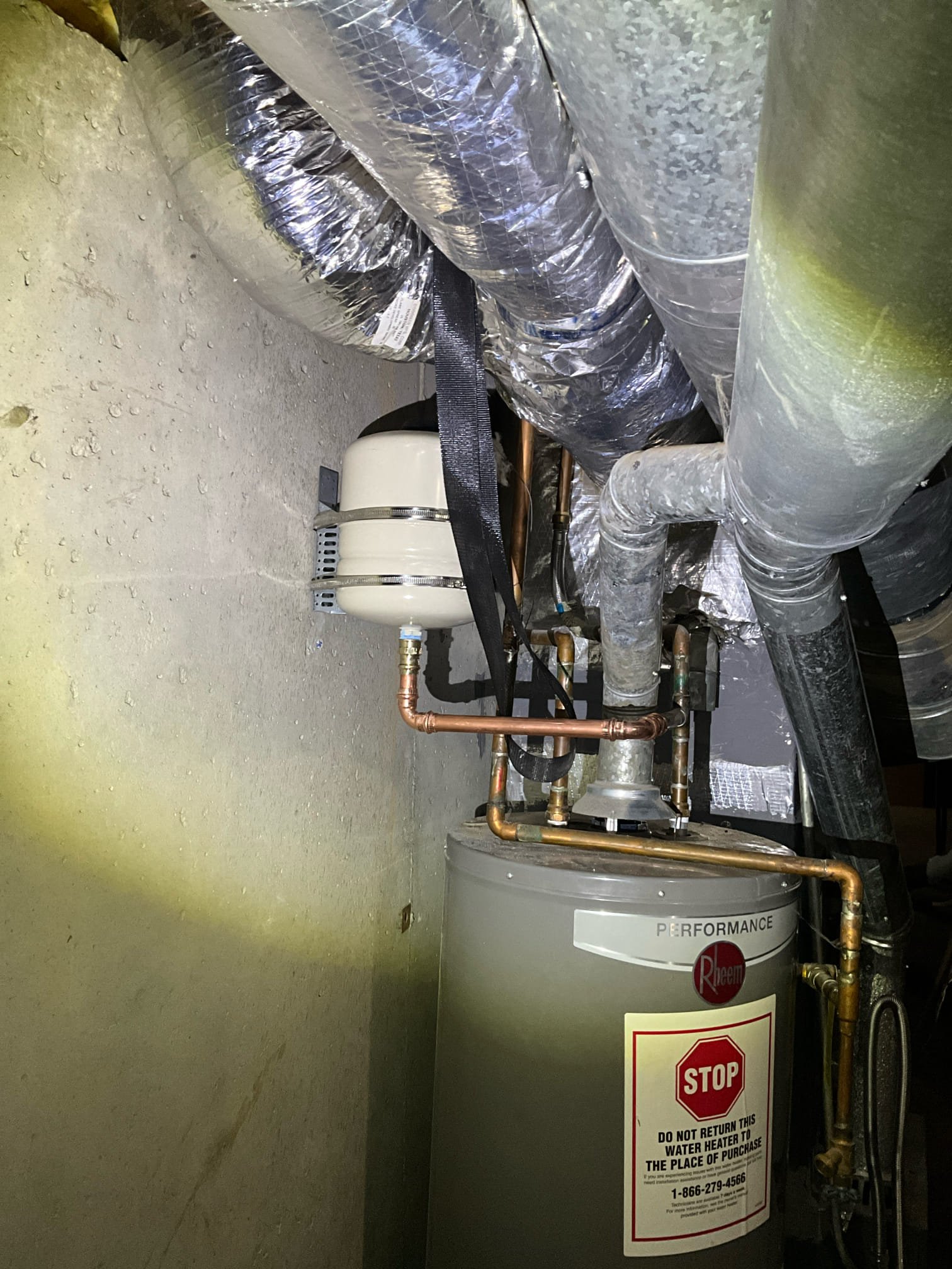 Returned and replaced thermal expansion tank with a new strapped bracket to the wall. Cut out saddle valve and installed a new tee. Ran a new pex line from the tee through the floor to the new box. Bled air from the refrigerator line. Bled air for the home. Tested all work to ensure proper function and no leaks. 