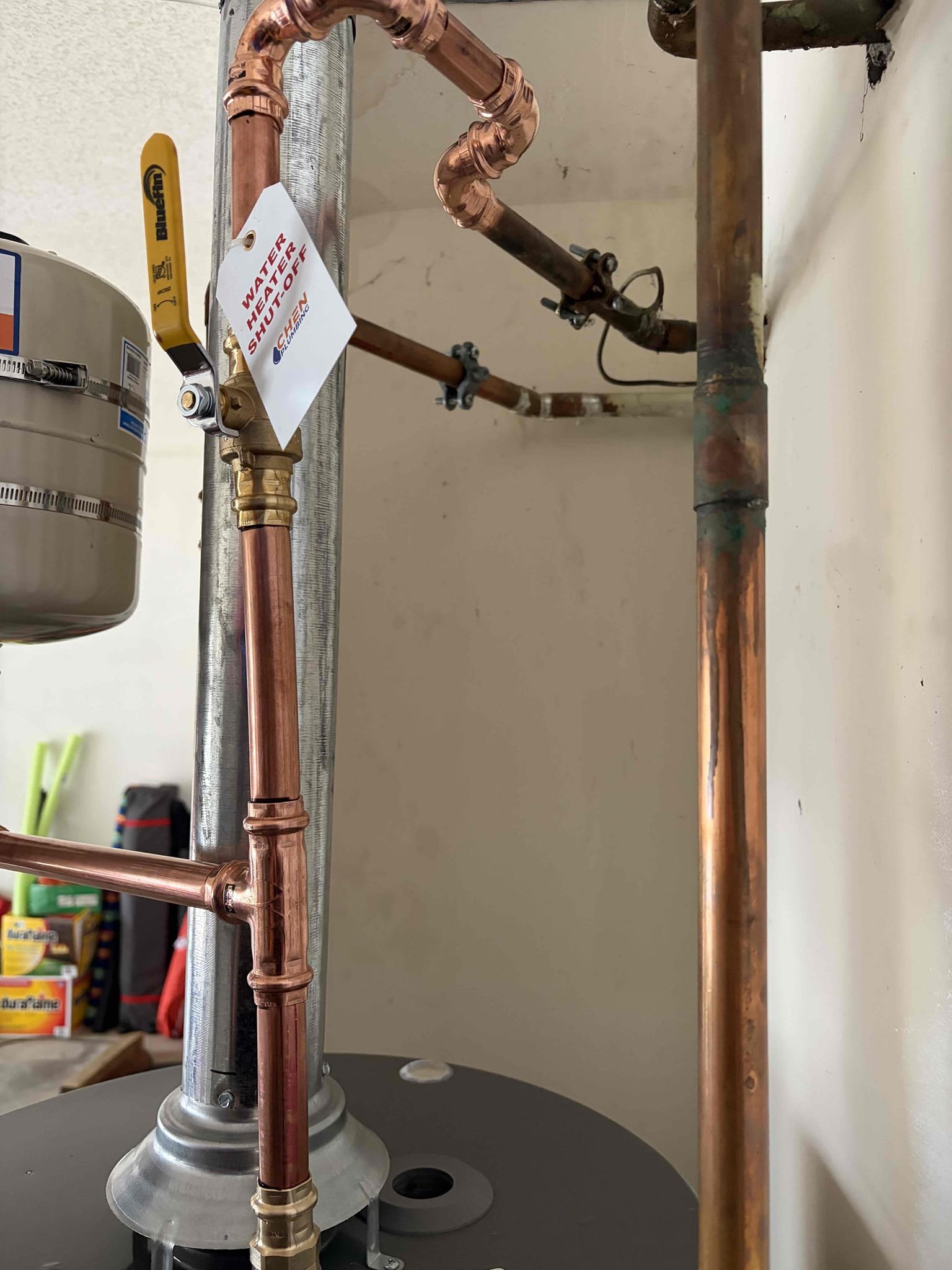 This customer came out to their residence to swap out the water heater and the pressure reducing valve so that is exactly what we did. We installed a new press ball valve in the crawlspace along with a new what’s 25AUB pressure reducing valve additionally we installed a new 50 gallon tall water heater with pan pan installed a new gas wax line per code. Additionally, we also installed a new sediment trapaddition to that we installed a new thermal expansion tank with the bracket supported by the post in the garage following that installed a new press ball valve there as well after that was complete. We turned on the gas turned on the water. There are no leaks. The customer is all set ready to go water heater. Reset an expansion tank pressure was set to 50 pounds.  Addition to that we installed a new thermal expansion tank with the bracket supported by the post in the garage following that installed a new press ball valve there as well. After that was complete. We turned on the gas turned
