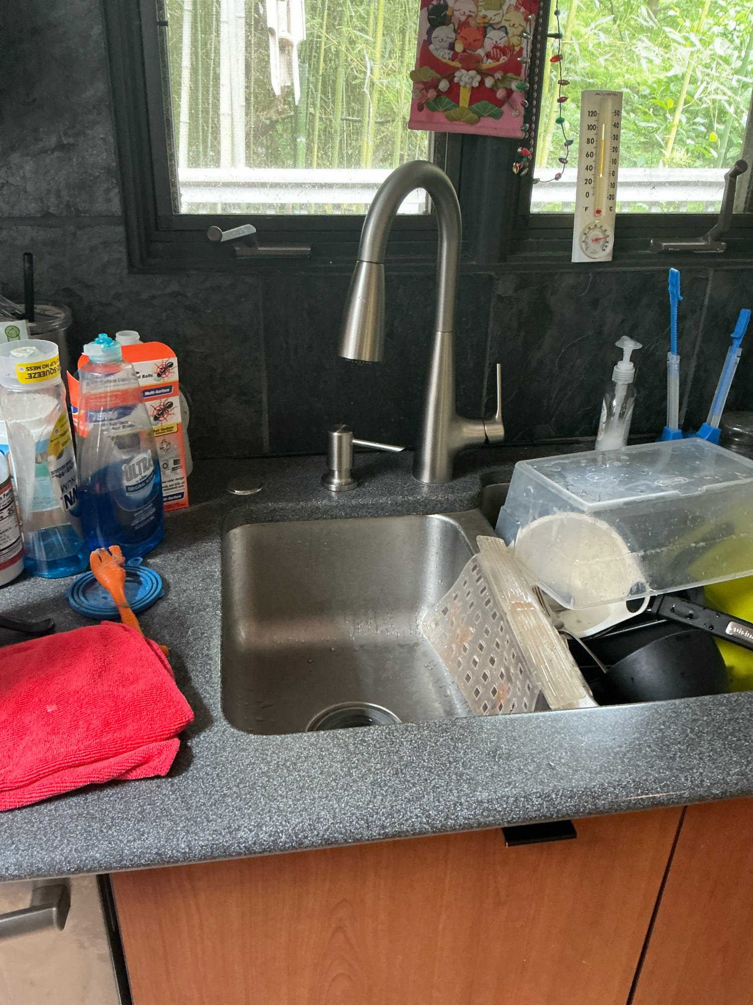 Replace kitchen sink faucet with customer supplied faucet. Removed insta hot from kitchen sink by customer request.
