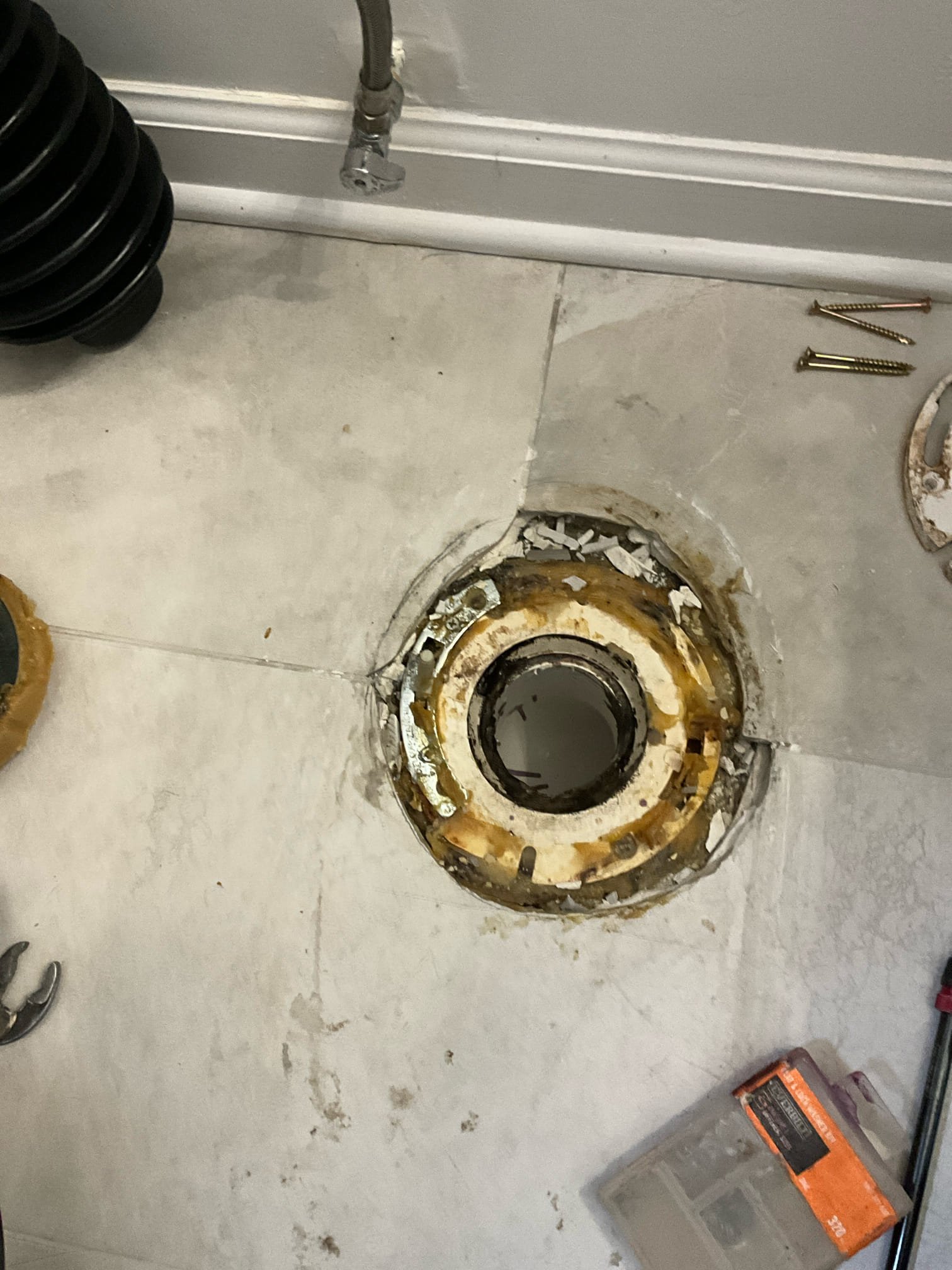 Customer had water damage from the primary toilet upstairs on a previous visit that was discovered. Customer wanted to pull and reset the other toilet to ensure there were no issues. Discovered that the flange was too low for the other toilet also. Added a spacer as a courtesy and set the toilet back. Tested work to ensure proper function and no leaks. None were found. Was speaking to customer about water quality in Cobb county and recommended having a water sample sent to a lab for analysis and also left a quote for a Flo by Moen.