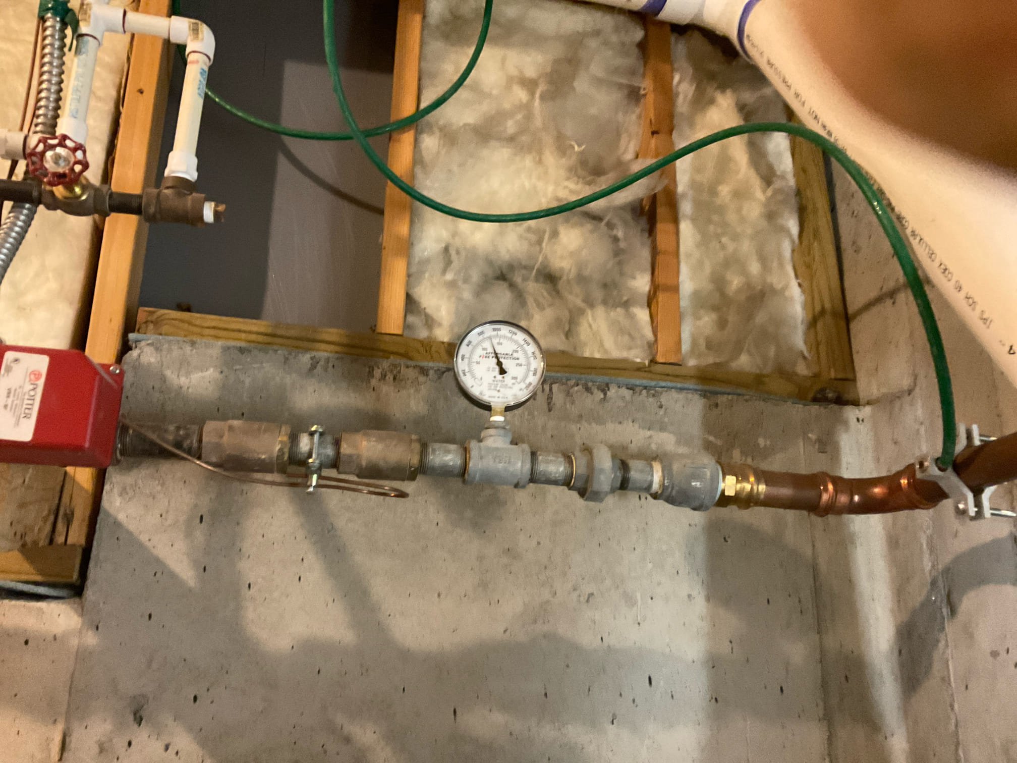 Customer got a busted Prv in basement, water line is 3/4 “ CPVC pipe connected to 1.5 inches copper water fed to fire sprinkler system , because of age and condition of CPVC pipe , we had to shut off the main 1.5 copper line but old shut off valve next to driveway was not functioning without dug up use tools to turn off , we dug up turned off main line and add 1.5 inches propress ball valve before the house and fire line , we also installed new 3/4 propress ball valve and watts AUB 25 pressure reducing valve to stopped leak , water is back on and no any issues at present time . Discussed and signed up membership with Mr.lowe today also . 