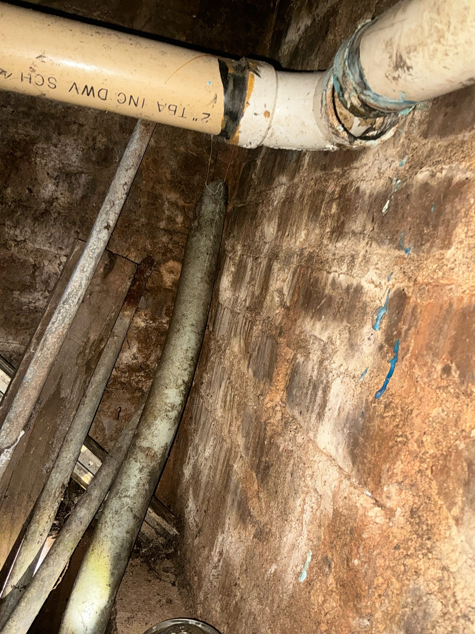 Found 2” pvc 90 separated from pipe and cracked. Replaced 2” pvc 90 and short section of PVC pipe. There is no warranty on repair. Tested for leaks and left in good working order.
