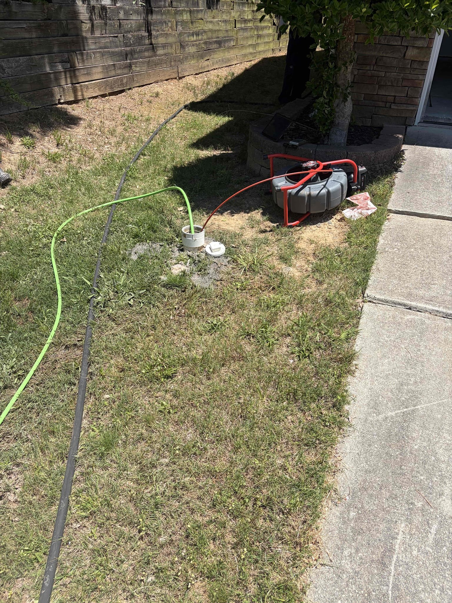 For this customer I came out on 5/18/2026 to snake a main sewer line through clean out, after struggling to snake the line, I threw the camera down the line and got stopped up at about 60 feet and couldn’t go any further. So today we brought the jetting machine and jetted the sewer line to get it cleared. We successfully cleaned and cleared the main line going to the city sewer and about 60 feet we couldn’t go past, the issue that the customer is having is in the road. The main line we snaked is clear. There will no warranty for this drain cleaning service due to the fact that the city is backing up and isn’t cleared. We can not touch the city sewer. Recommend to replace water heater in garage with a new 50 gallon electric 