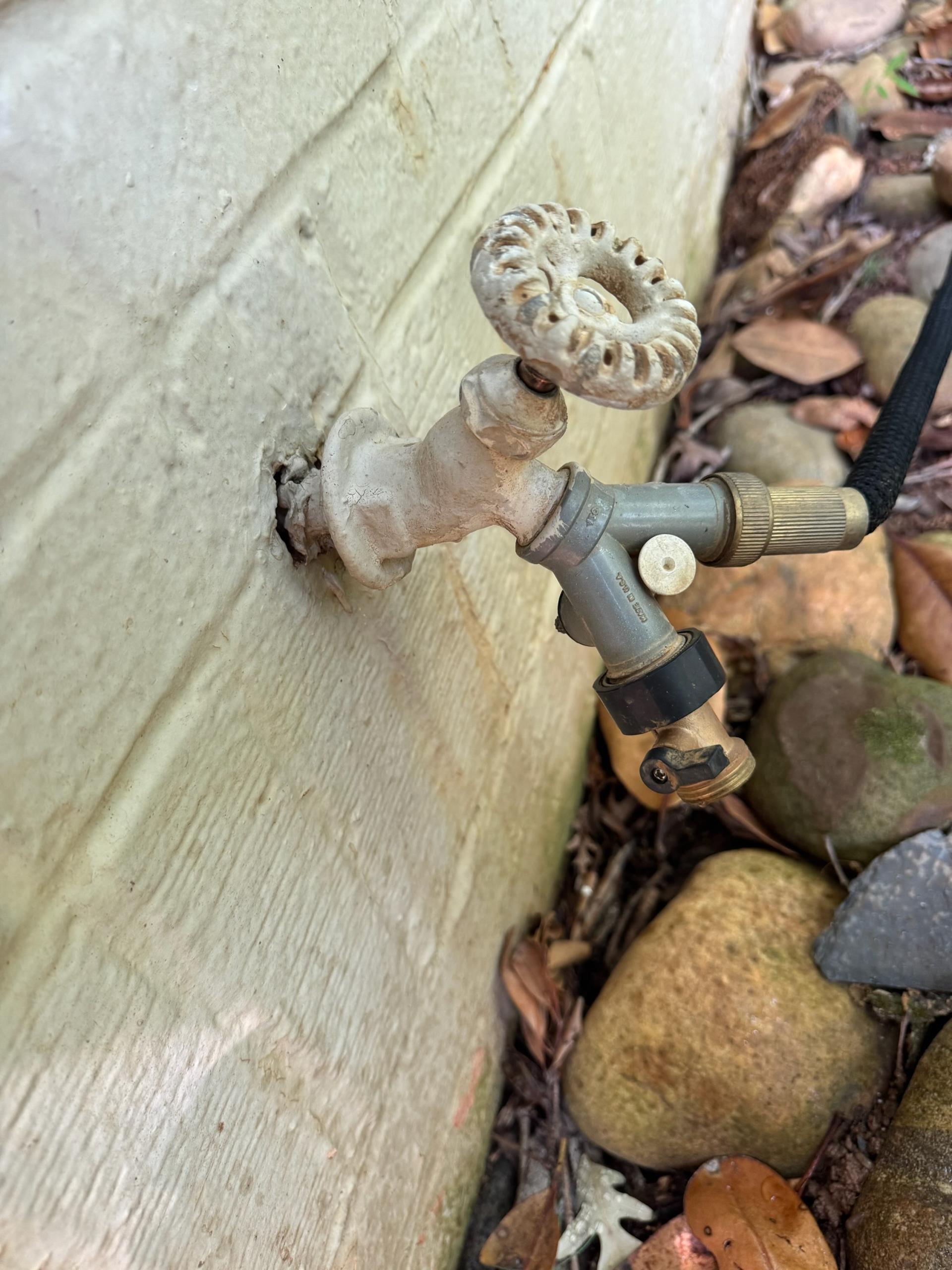 Homeowner had a 1” pvc pipe coming up out of the ground with a hose bib on it. The pipe snapped off and was flooding outside when I arrived. Gave multiple options to repair it and customer elected to just cap off the pipe. Allowed adequate time for glue to cure before testing. Confirmed no leaks on repair and buried the pipe. No further issue at this time. Meter was having problems with not registering any flow. We notified the homeowner and recommended she have the county come out to repair/replace the meter.