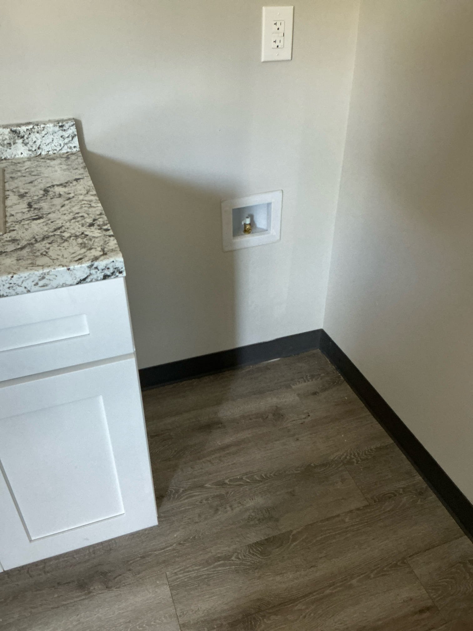 Customer wants to add washing machine box and run drain and water lines. Will need to open wall to examine drain line in wall to see if job is possible to do by code and under inspection. Left estimate 