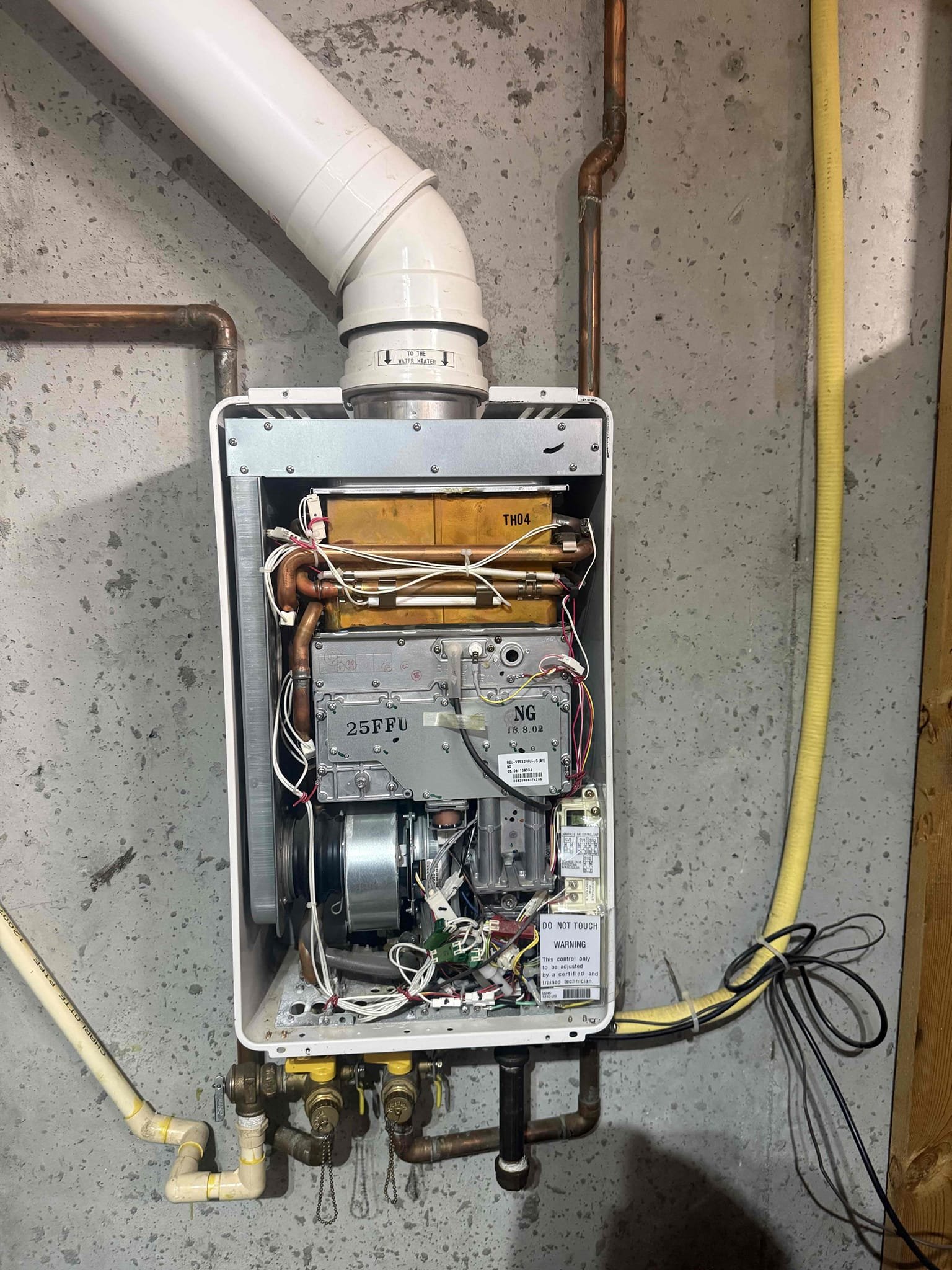Gave customer estimate to do a tankless swap out with a navien, running new vent, adding a condensate pump, and new service ports. Customer is going to talk it over with his wife before deciding. 