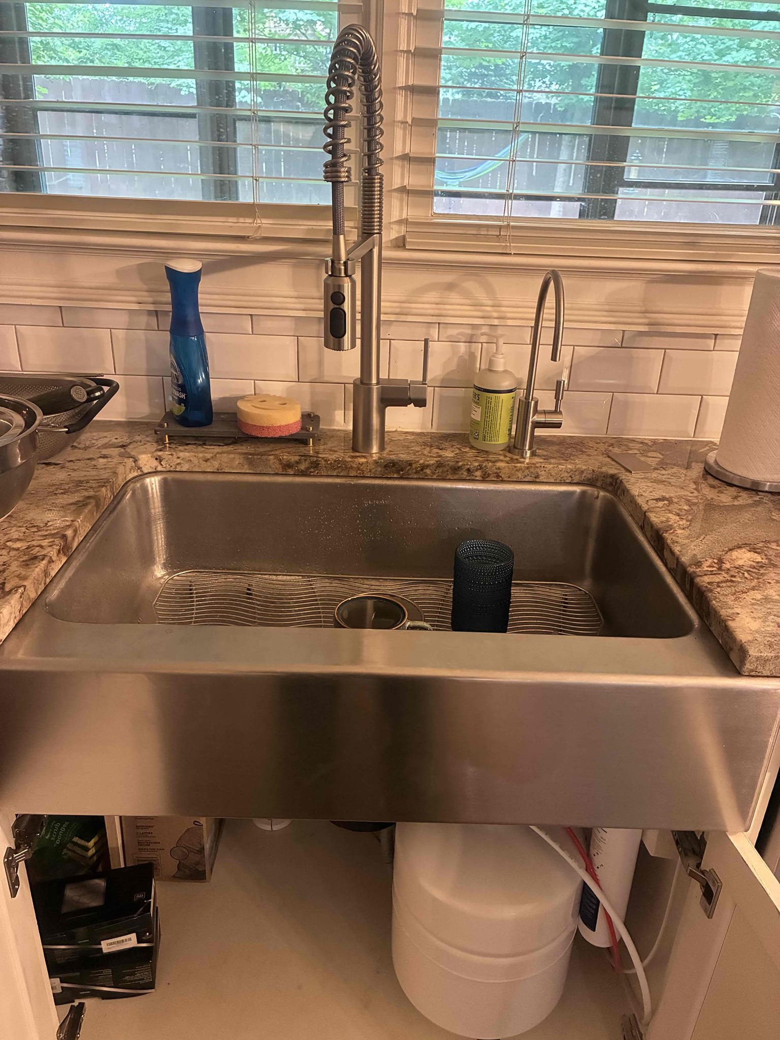Customer had a few concerns of pressure and wanted new kitchen faucet installed. After thorough evaluation, found pressure to be very low found PRV in crawlspace screw on PRV was maxed out causing low pressure. Adjusted PRV. Gave options for repair/replacements. Installed kitchen faucet. Also did tankless water heater flush a part of Customer‘s new membership. Check for leaks and proper function.