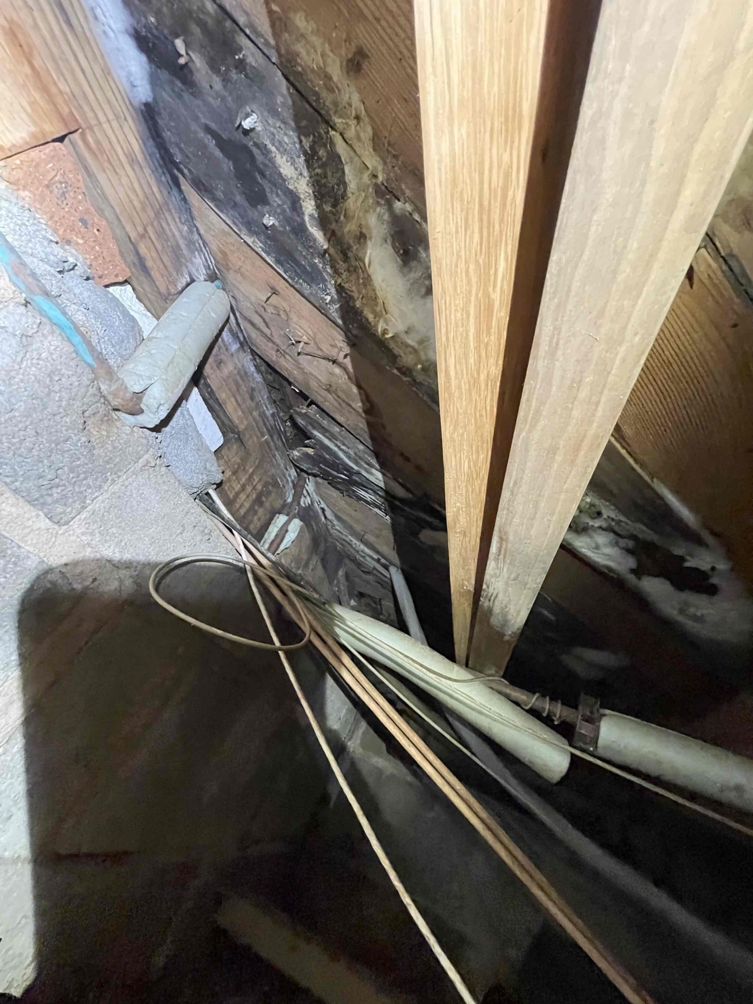 Did thorough inspection of the drain line in the basement. They have two separate issues going on. Above the slabs the kitchen line was having problems. We found the washing machine line was corroded through in the cast iron, and the kitchen sink has two separate sinks. Customer had the kitchen remodeled 10 years ago. Other company connected one sink to the pvc drain, but did not ever connect the other sink so it has been dumping into the crawlspace for a long time. We left quote to replace all the drain piping to the kitchen and laundry and reconnect back into off before the piping dives into the ground. Customer had a bathroom added in the basement. Multiple illegal fittings were used that I was able to visually identify from the crawlspace side. We left a quote to run a camera and check out the cast iron that is remaining under the slab. Their water heater was from 2008. It’s in a tight closet to replace it. We left a quote to replace the water heater since it’s 18 years old at this