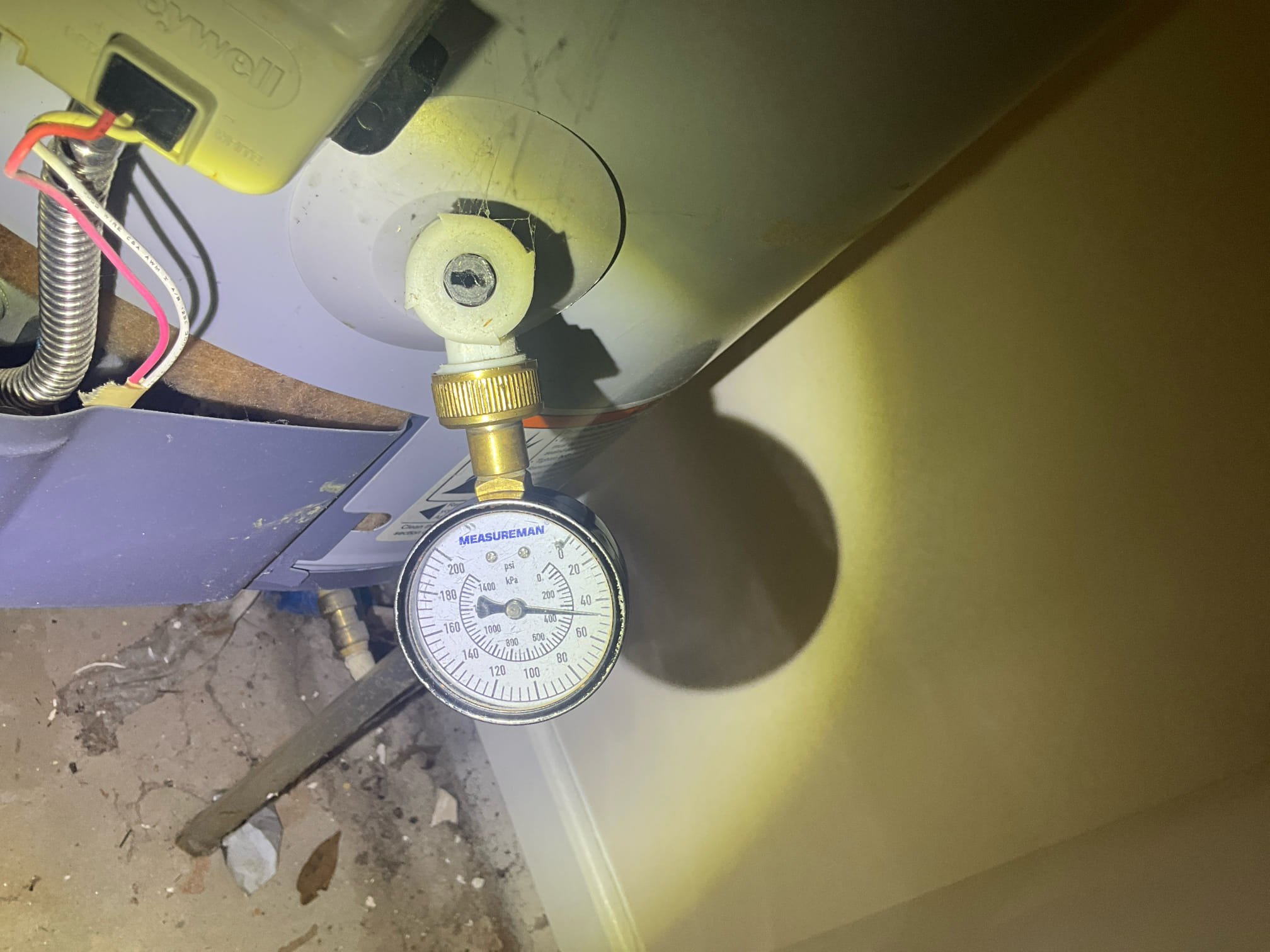 Customer wanted the existing toilet to sit higher than the standard height toilet currently installed. Gave customer three different options for a bidet, customer provided toilet, or us providing and installing toilet. Customer doesn’t want to move forward with any work at the moment. Pressure is in a safe range and the heater is less than 10 years old. 