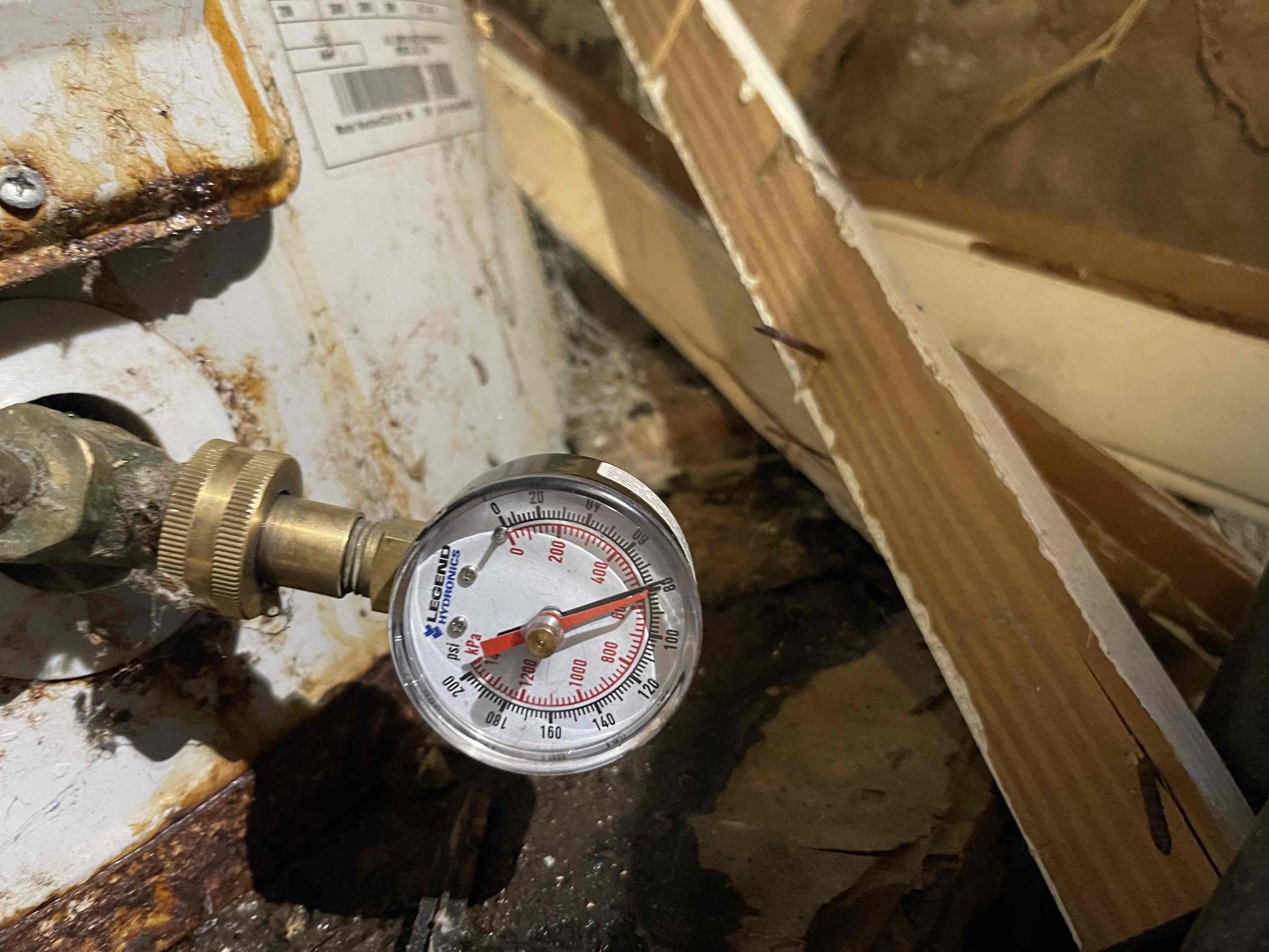 Left quote to replace a 40 gallon electric lowboy in the crawlspace. Replacement is going to require cutting out the framing for the door to the crawlspace to make enough room to get the old tank out and the new tank in. Customer getting multiple quotes at this time before making a decision. Water pressure tested in the normal range. 