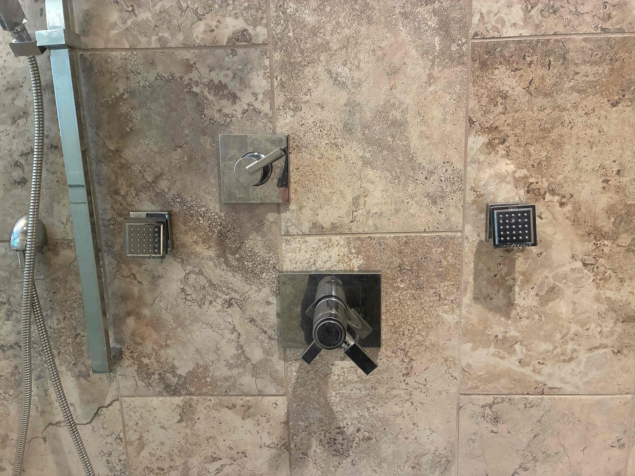 Customer still had pressure issues reviewed day before. Suggested to check cartridge and replace PRV. After replacing PRV. Took apart shower valve and found cartridge needed to be replaced. Customer is ordering part. When shutting off and on water. Debris clogged two faucets upstairs. Flushed faucets through supply lines to address issue. After work was complete checked for leaks and proper function. Will return to install cartridge. 
