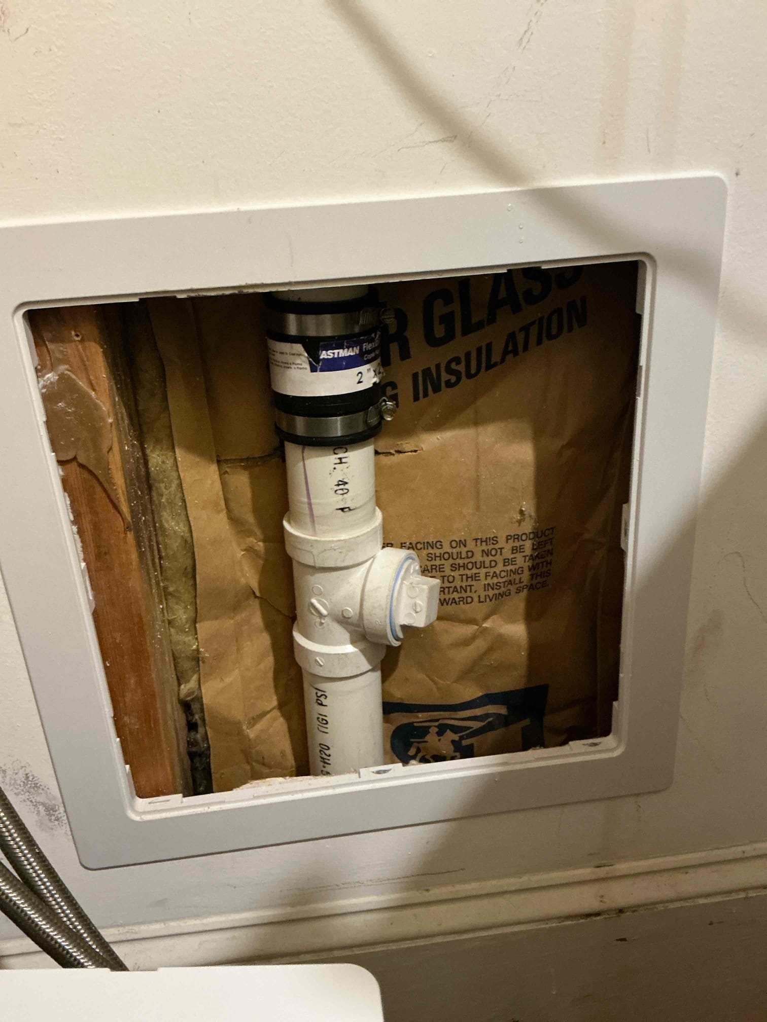 After confirming the clog in the kitchen and laundry lines, we first attempted to clear them with standard equipment. When that doesn’t succeed, we cut the laundry, drain line and ran equipment directly there to avoid any turns. We didn’t updated pricing for cutting sheet rock behind the laundry vent stack, installing to clean out tee, and adding an access panel. While restored flow, we informed the customer this is temporary, as both lines have backfill that’s significant grease. They understand that no warranty applies.