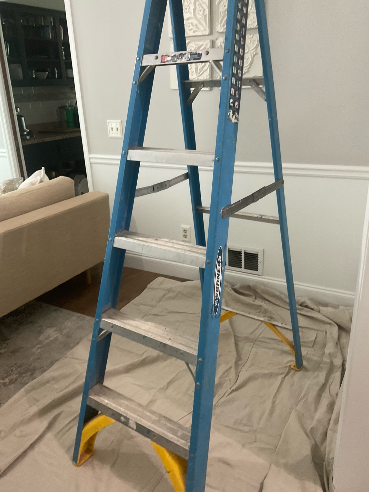 Opened ceiling in living room where stain area , did not find any pluming pipe leak today , leak appears to be from when shower on water leak at fitting hose and water splash to floor down the ceiling below 
