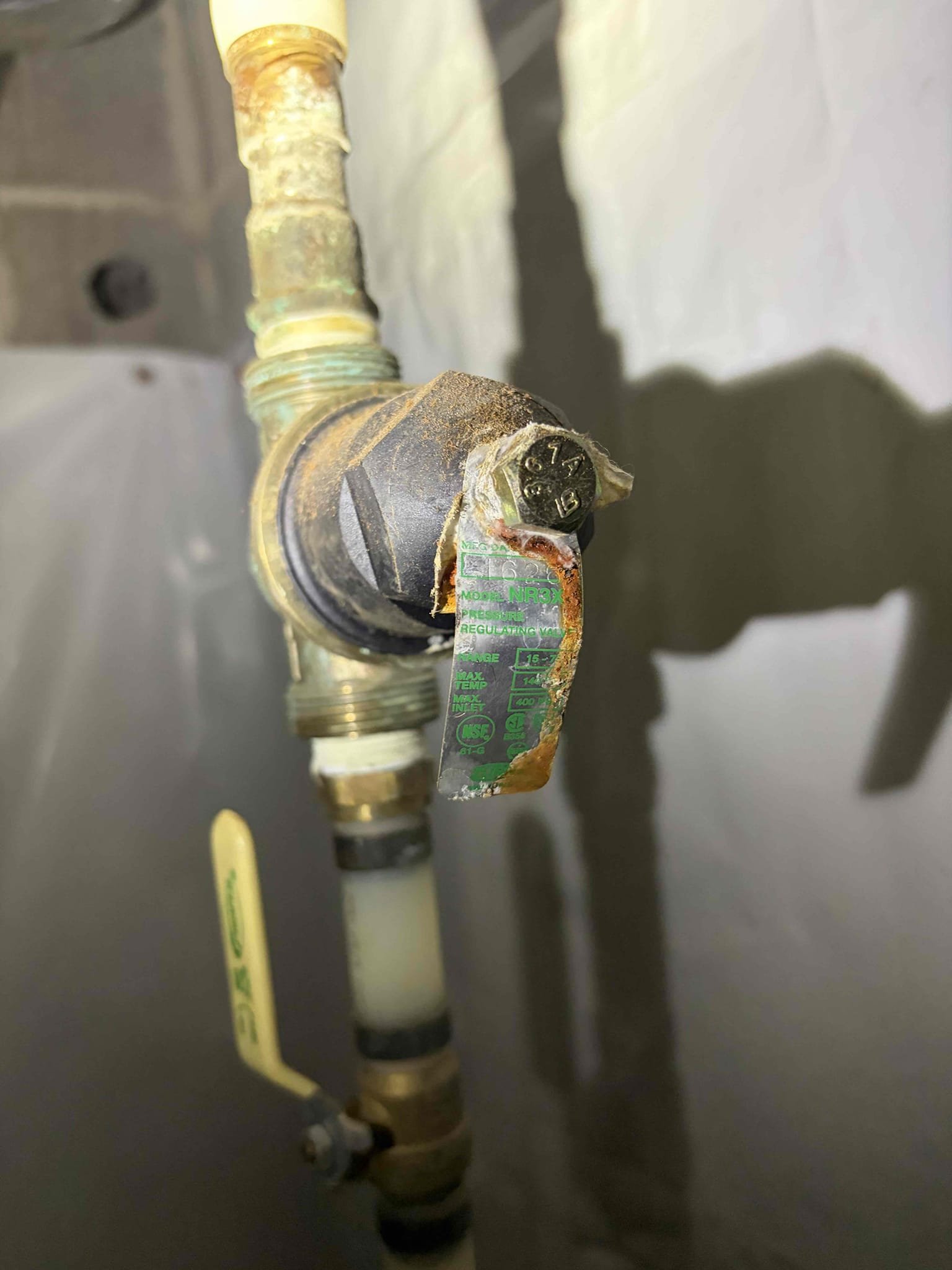 Came out to this customer‘s house to give him an estimate on a new 50 gallon gas water heater the water heater that is currently installed. There is from 2008. The water heater is definitely at end of life so therefore I recommend to get that replaced along with the pressure reducing valve the pressure reducing valves from 2016 is 10 years old However there has been signs of it leaking on the top of the nut so therefore I checked the water pressure and the water pressure red at 80 psi so therefore I recommended you get the pressure reducing valve replaced along with the water heater. Bring that water heater up to code installing a new CSST corrugated stainless steel gas Line. Attach the thermal expansion tank to the cinder block wall. This water heater is currently not leaking. There’s a small drip on the shut off out though very minor. The homeowners are expecting to replace it sometime mid June.