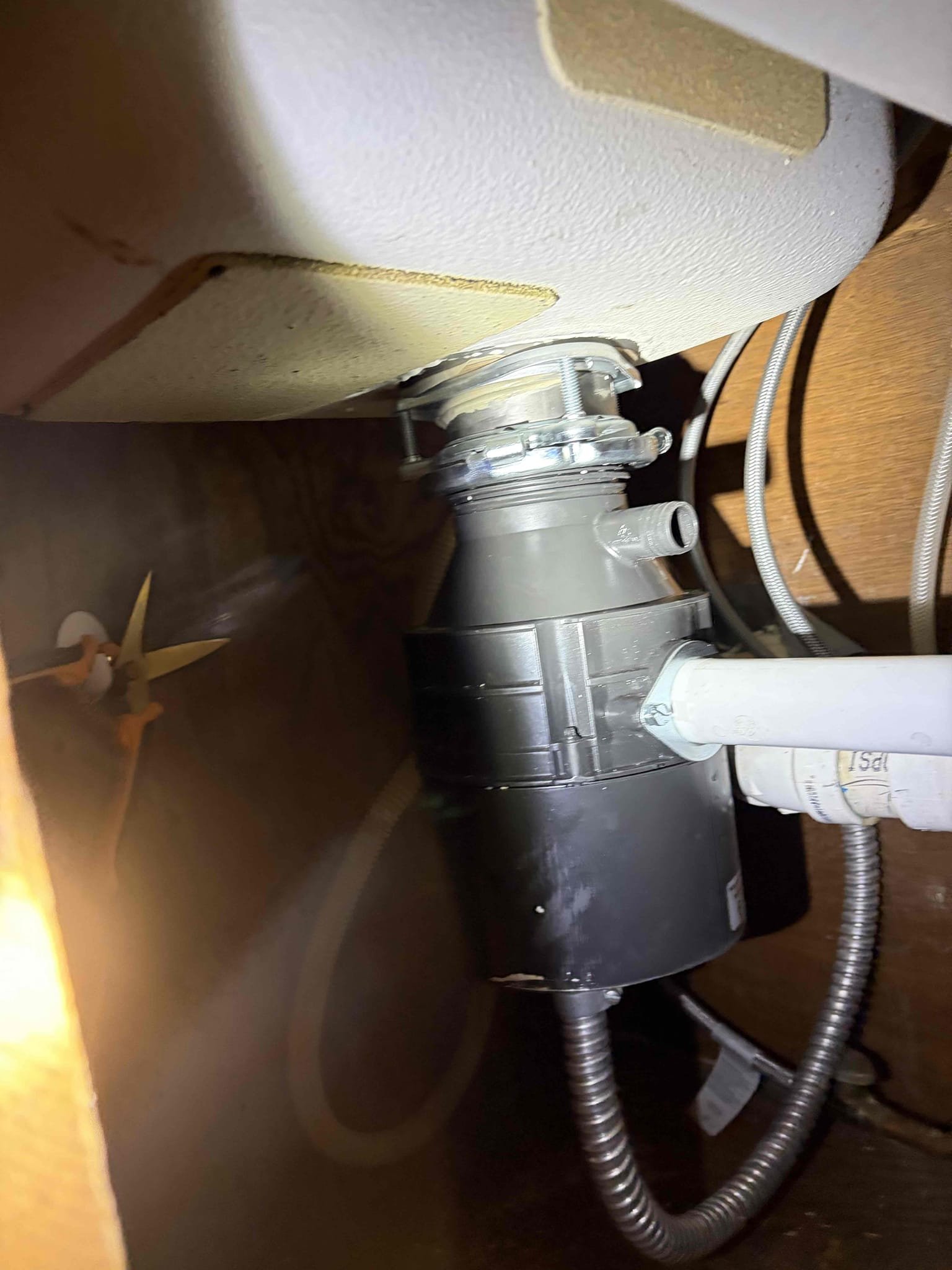 Garbage disposal replacement 1/2 hp
Install a new hose Bibb with a new shut off valve, run the water line down the wall and drill a new hole through the wall.

Install a new half horsepower garbage disposal in the kitchen installed brand new wire nuts to complete the project. Installed a new garbage disposal strainer with brand new putty tightened everything down tested for leaks. No leaks on the garbage disposal. Additionally, customer wanted to get their hose bib replaced however it was behind a shower wall in the bathroom so we were unable to Access the pre-existing hose bib. The room was too tight so I gave the idea of adding a new one on the wall in the backyard so therefore we drill a new hole through the brick install the new PX a line hose bib attached the hose bib to the wall and secured it. The customer had a saddle valve up in the ceiling for an icemaker so I recommended we tap into that remove the saddle valve and install it T once that was installed there are no leaks. The