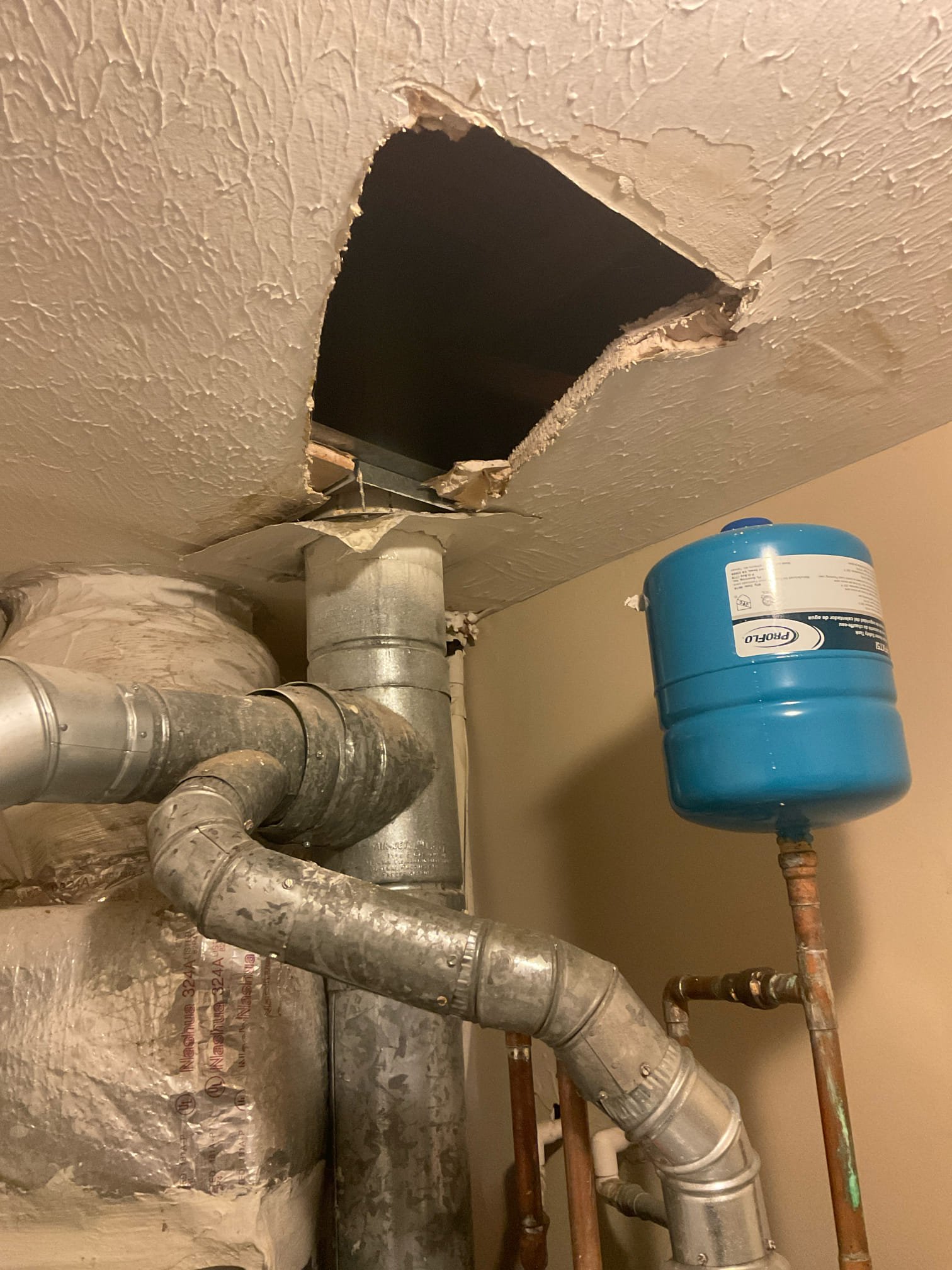 Check out leak from ceiling above water heater in unit 5548 , leak is definitely from 5550 , 