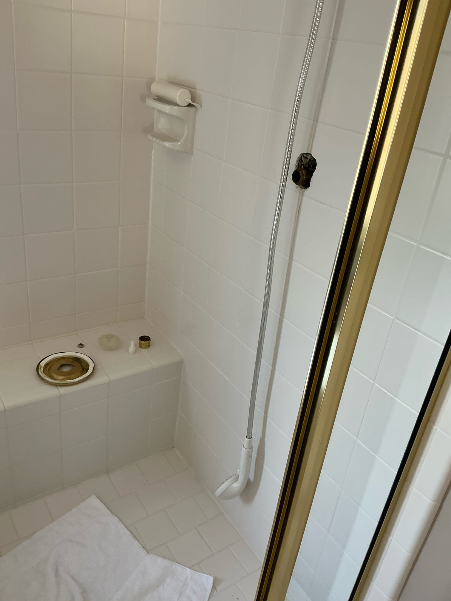 Found upstairs left bedroom restroom shower running constantly. Replaced cartridge with customer supplied parts. No warranty on shower. Did minor rebuild on upstairs toilet in right bedroom restroom due to constantly running.