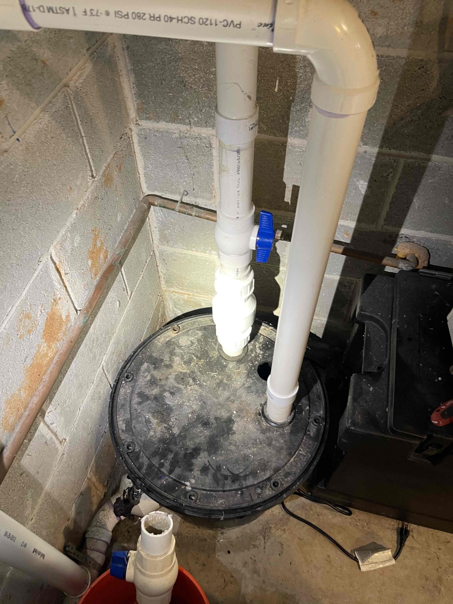 Came out for a sewage ejection pump that was not functioning. Arrived and met with homeowner. He directed me to the utility room in the back of the basement where the pump and pit was installed. Pump was removing water but would constantly run when plugged in regardless of the water level. Pump was installed in 2014. Customer elected to replace the pump. Removed the lid and cut out the old pump, check valve, and ball valve. Replaced all three and tested to ensure proper function. Reinstalled the lid and gaskets. While here I also checked the water heater and water pressure. Water heater is from 2020 and is still under warranty until September. Water pressure tested at 94 psi, indicating a failed PRV. Cut out the PRV and installed a new 3/4 watts 25AUB and a new ball valve. Set new water pressure to 78 psi. Expansion tank bladder was still intact upon inspection and did not need to be replaced. No further issue at this time. 1 year warranty on parts and labor. Thank you for choosing Che