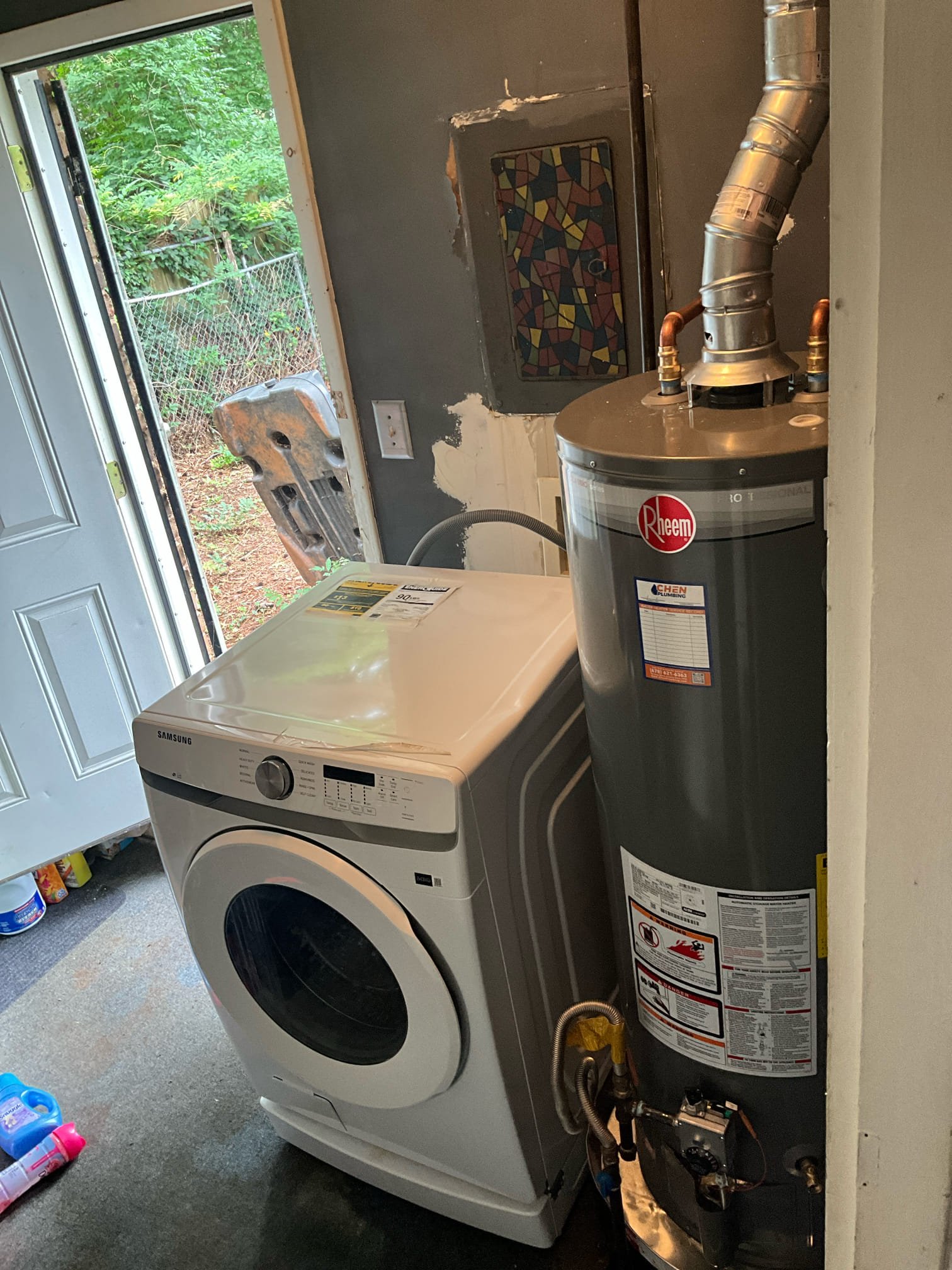 Returned and installed a 50 gallon gas tall water heater. Raised the heater off of the gas line, installed a thermal expansion tank, and a new shutoff. Tested all work to ensure proper function and no leaks. 