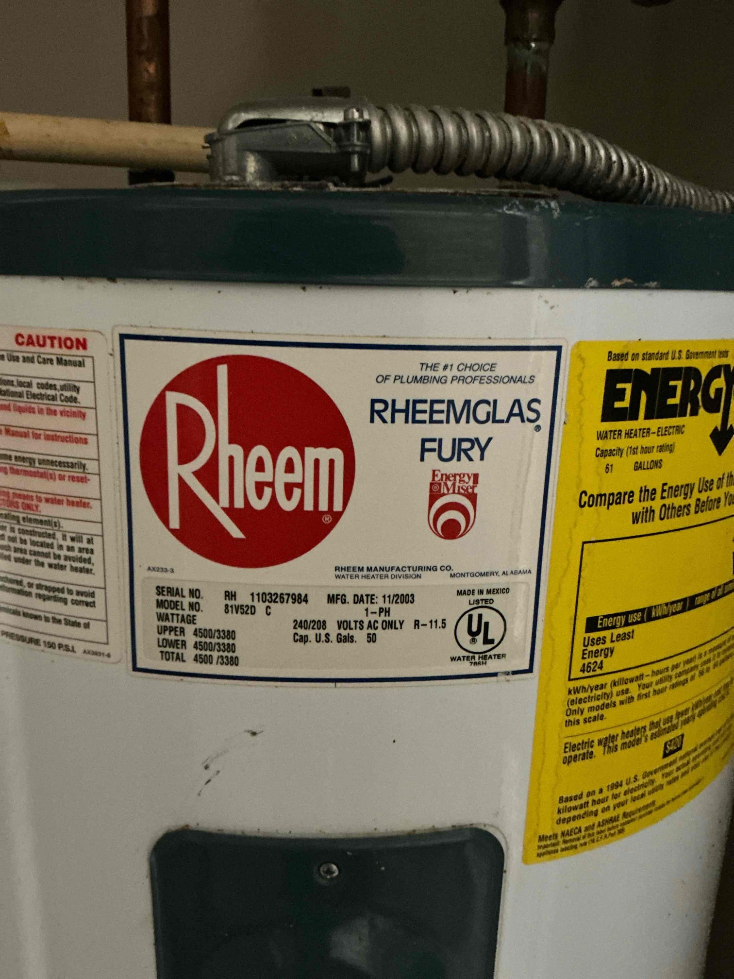 Diagnosed high water bill and water collecting in meter box. Drained meter box and found meter itself cracked and leaking. leaking meter is registering water loss causing dial to spin. Recommend calling water shed company to replace meter. 

Left estimate for new water heater 