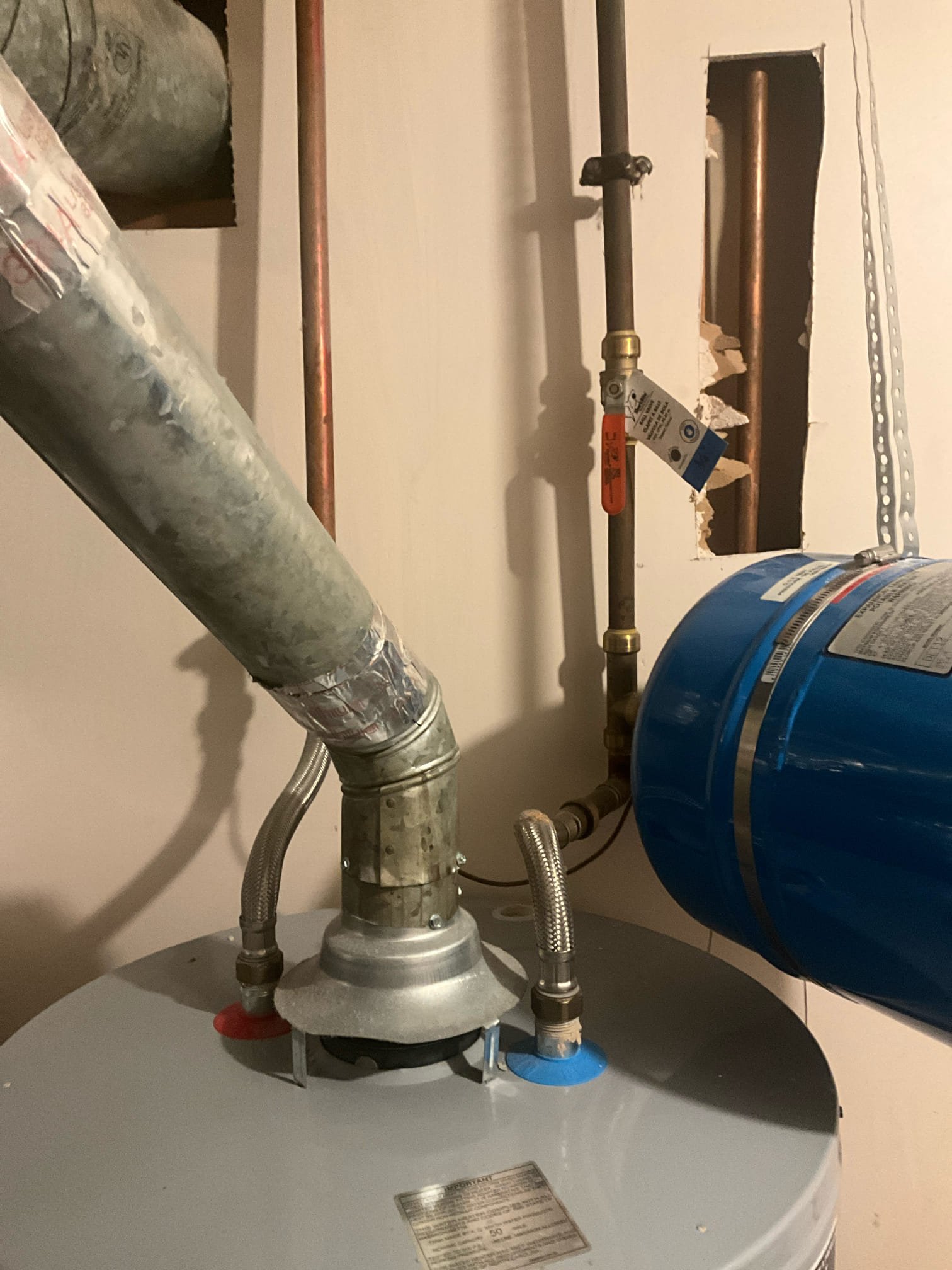 Customer had a 6 year old water heater that needed code upgrades and a new gas control valve. Quoted both repair and replacement options for the customer. Customer opted to replace. Installed a new Rheem water heater with a new pan, shutoff, and strapped thermal expansion tank. Checked all of my water and gas connections to ensure proper function and no leaks. None were found.