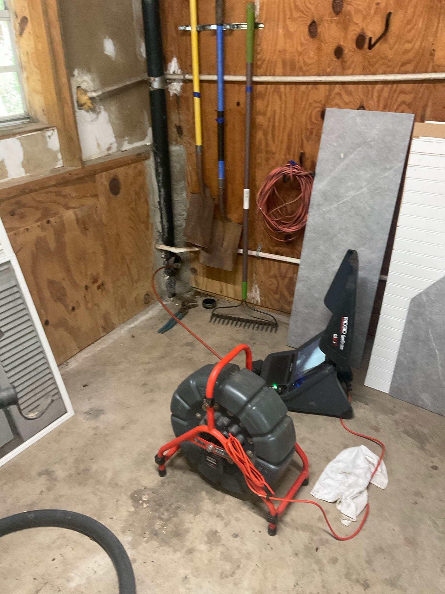 Did camera scope inspection today from clean out inside garage , showed with customer, found no any issues , pipe is ABS pipe 