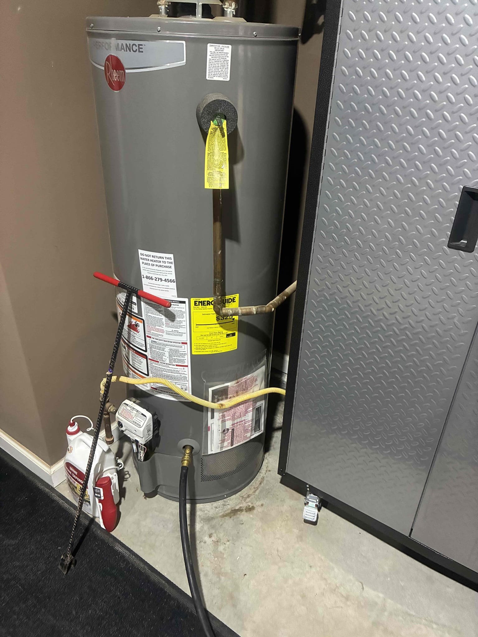 Customer had water leaking from around penetration of sewer line in basement. Checked pressure and water heater condition. Found pressure to be high. Gave options for repair/replacements. Replaced PRV in basement. While replacing PRV did member included water heater flush. Will return to address resealing penetration of sewer line wants rain clears after work was complete checked for leaks and proper function.
