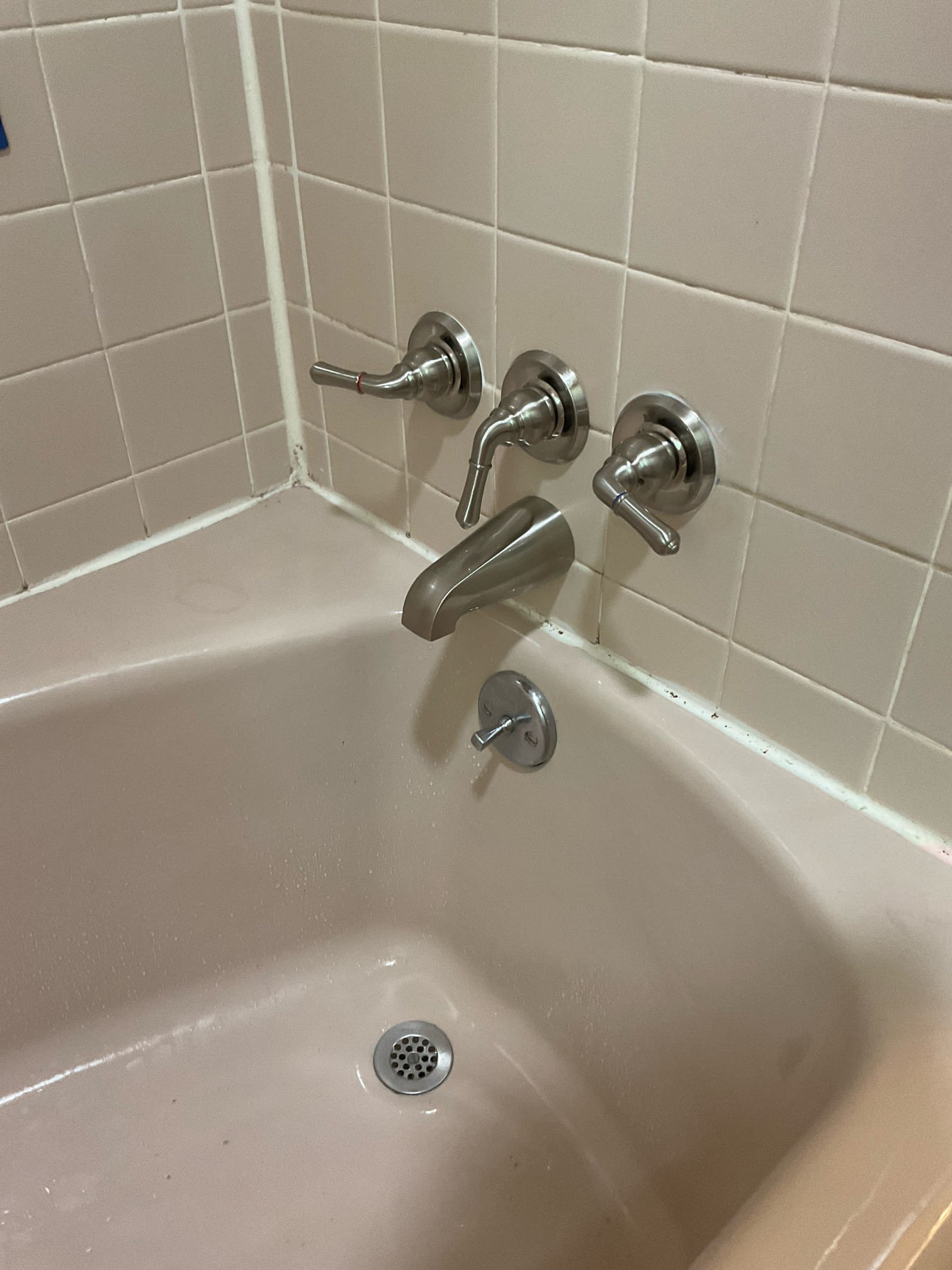 Replaced a three handle tub and shower faucet set with customer supplied 