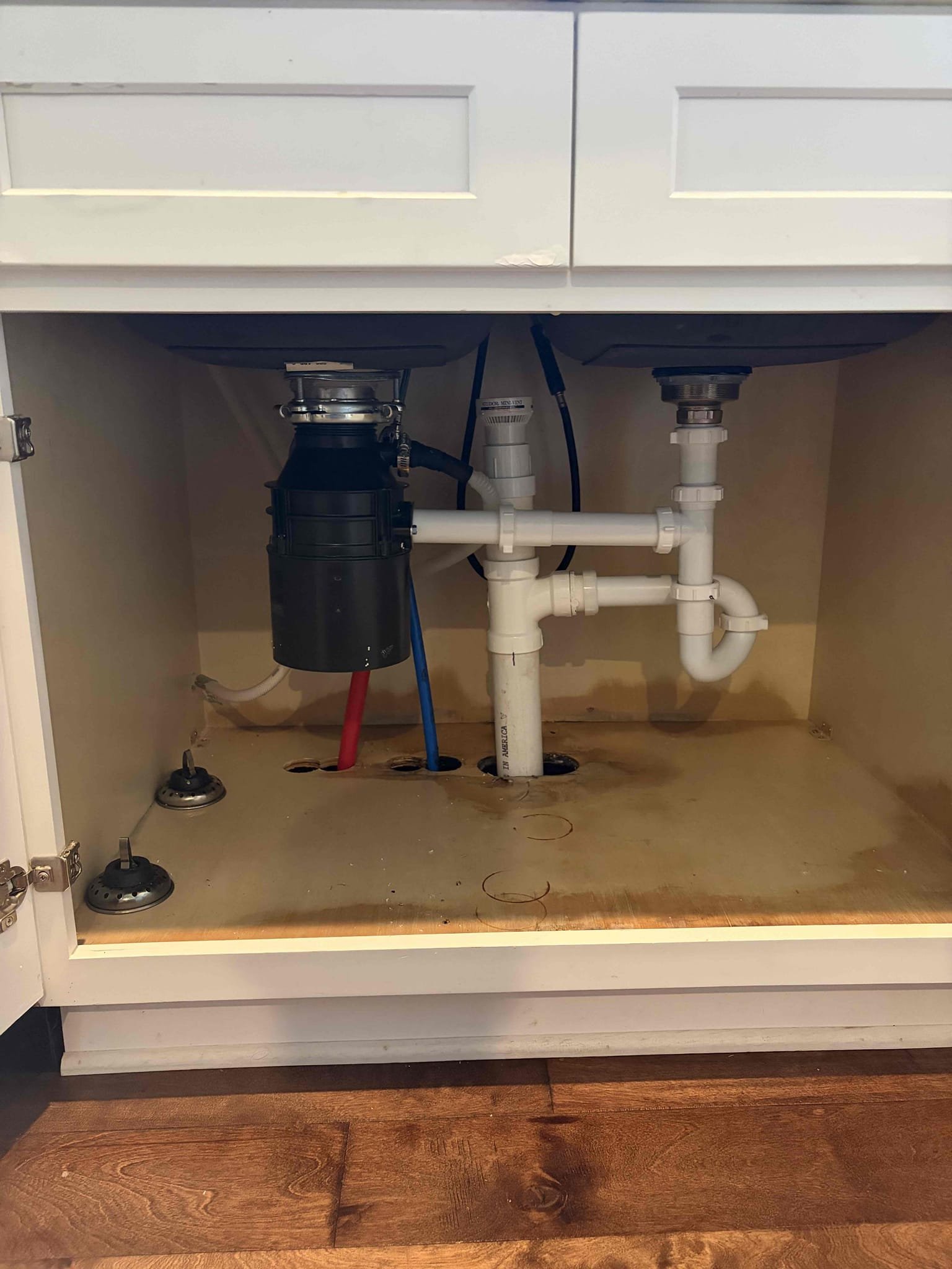 Replacement of customer supplied faucet 
Replace two service stop valves replacement 
Garbage disposal install 3/4

For this customer, their kitchen sink faucet was leaking so therefore they supplied a new one for us to install it. Additionally, we installed that new faucet with new angle stops for the dishwasher in the hot side. The fittings were shark bite originally on I recommended to go ahead and just swap it with pecks angle stops. I didn’t have pecks B fittings so therefore I use packs at eight to a reducer to pack B and crimped everything once everything was installed came out perfectly fine cleaned up everything CUSTOMER is all set however, the customer asked if we have installed garbage disposal so therefore he asked about the price and I said yeah I got one on the truck that I can install so that is exactly what we did installed a new three-quarter horsepower garbage disposal. The customer will have to hire electrician and or electrical contractor to wire up the garbage disp