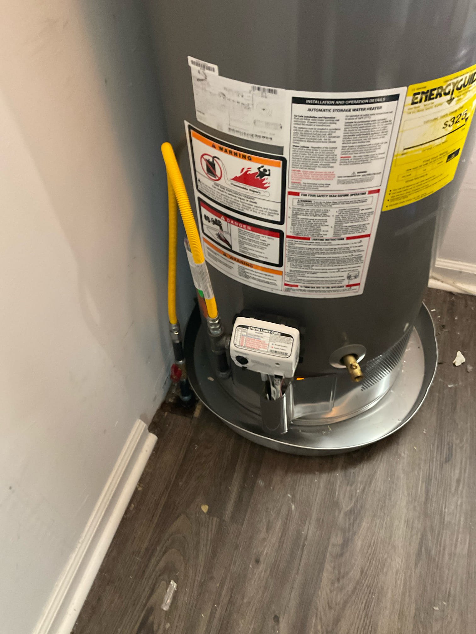 Installed customer supplied water heater with bunch code upgrade 