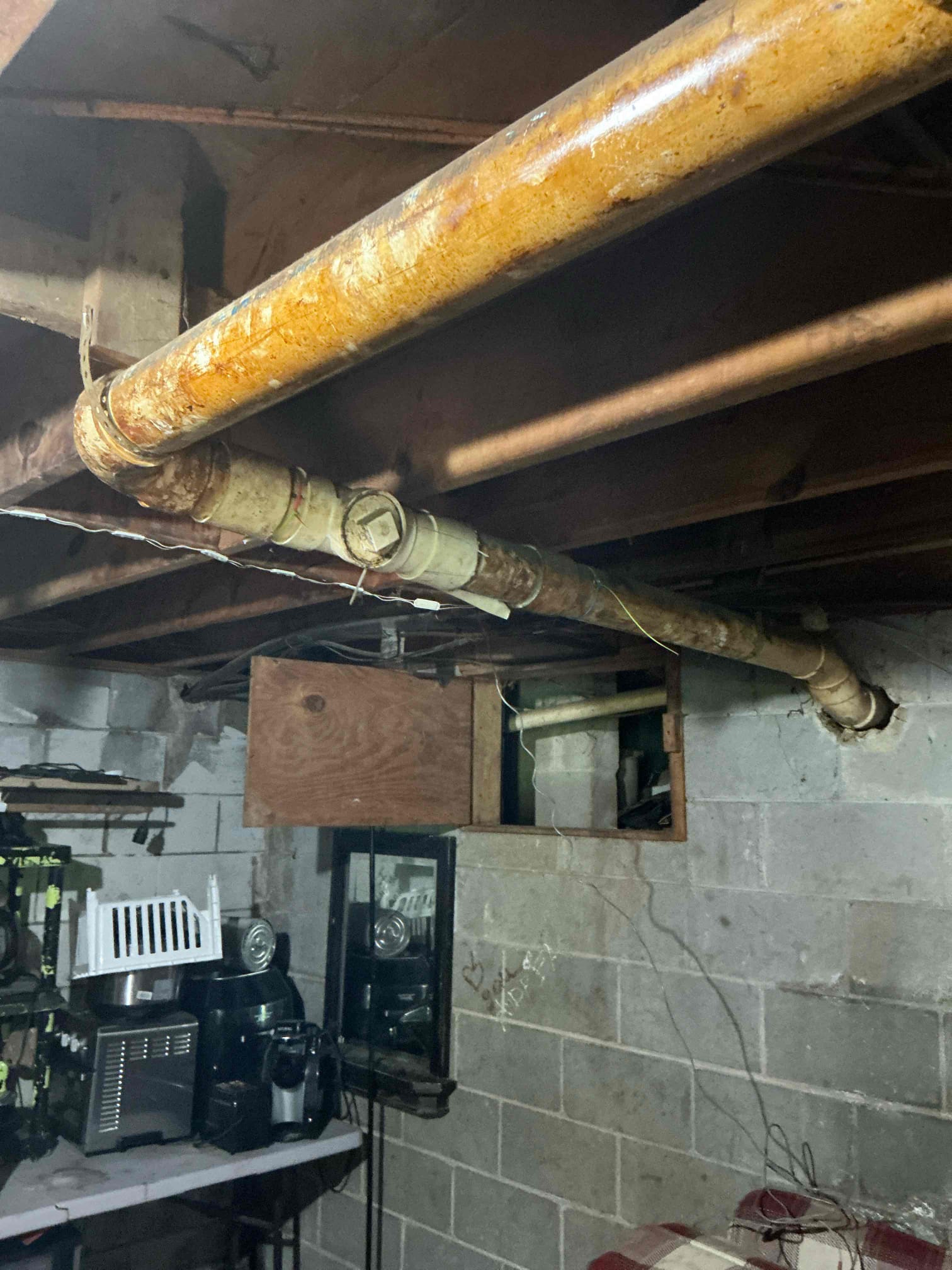 Diagnosed bathroom group not flushing and holding water. Performed camera work couple days ago and line was open and clear. As courtesy, From cleanout downstairs drained down line and ran snake. Cleared blockage and pulled back wipes or rags like material. Informed customer. Also found leak on drain line in crawlspace where pvc ties to cast. Left estimates to replace line, replace section of line, and to jet line. Also informed customer no warranty on drain cleaning 