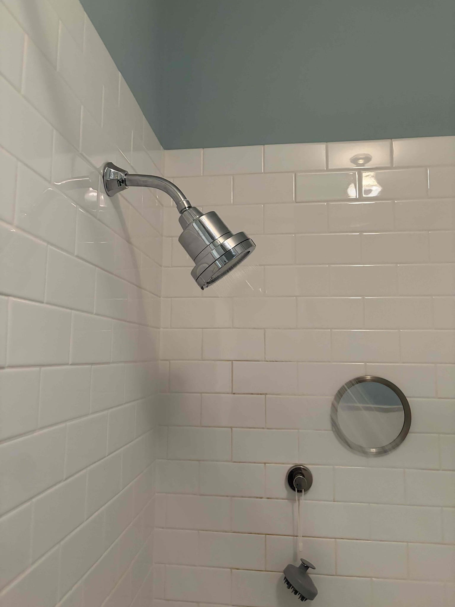 For this customer we replaced a shower head for the home owner, customer supplied. The customer opted to go with a customer supplied filter shower head. Additionally that is what we installed. Recommended the customer to replace the water filter in the basement with a new halo filter unit. At this time the water heater is good condition and the water pressure is at 40 psi.