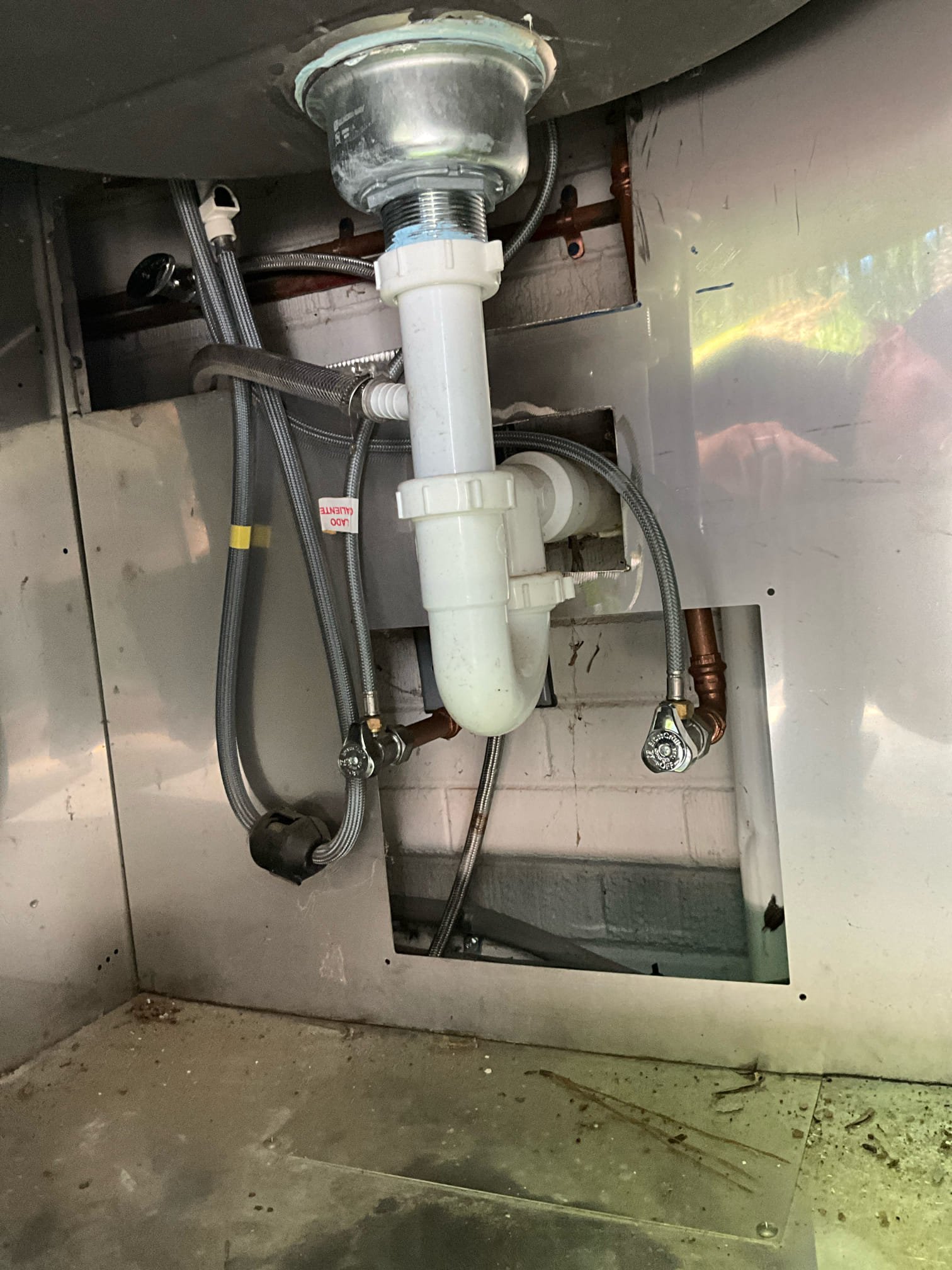 Was called out for hose bibs and outdoor kitchen repairs. When I arrived the shark bite stop valve for the ice maker was blown off and the press elbow on the hot side for the out faucet was also blown off. The hose bib was in the cabinets. The water pressure is 120. Replaced all the stop valves under outdoor kitchen sink and moved the hose to a more accessible location. Checked work and cleaned up work area.