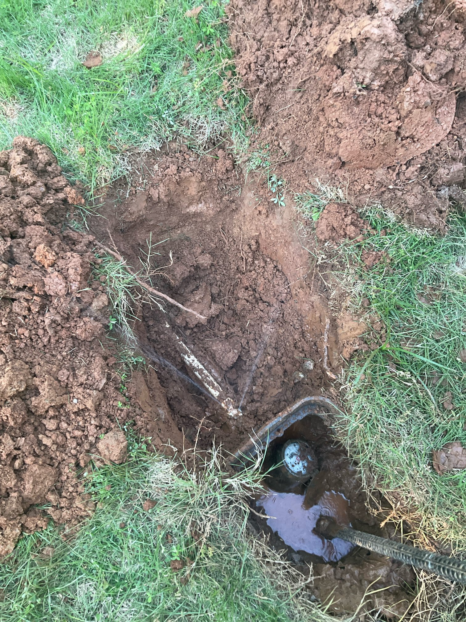 Arrived today water was off at meter , we turned on and notice leak cracked pvc fitting after water meter , dug up the area after water meter , replaced cracked fitting with a new brass fitting And pipe . 